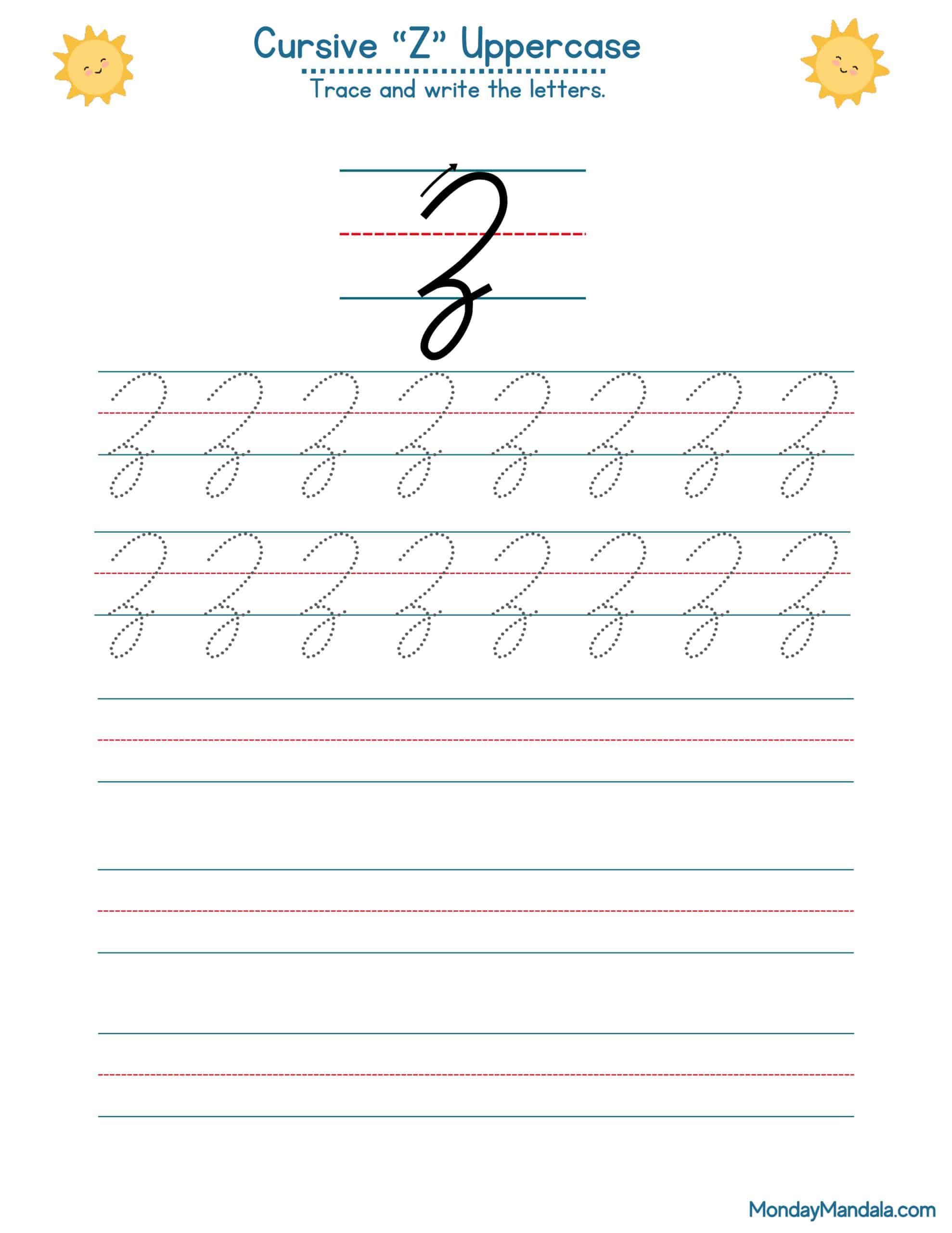 10 Cursive Z Worksheets (Free Letter Writing Printables)