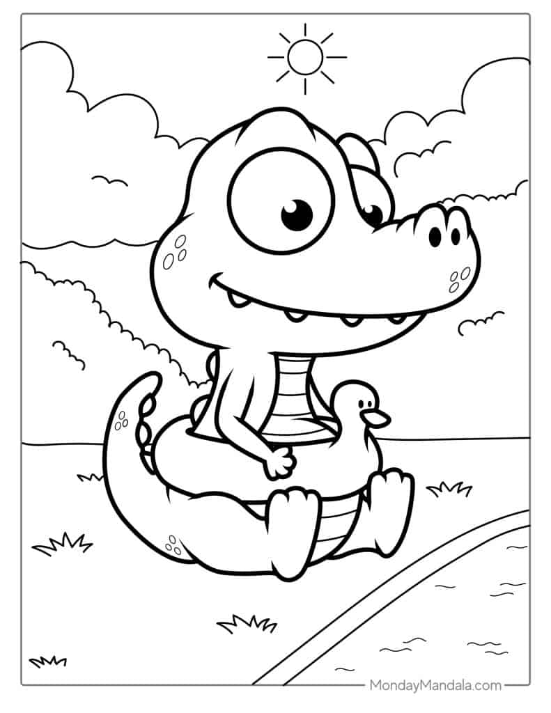 Cartoon Crocodile Coloring Pages 2025 