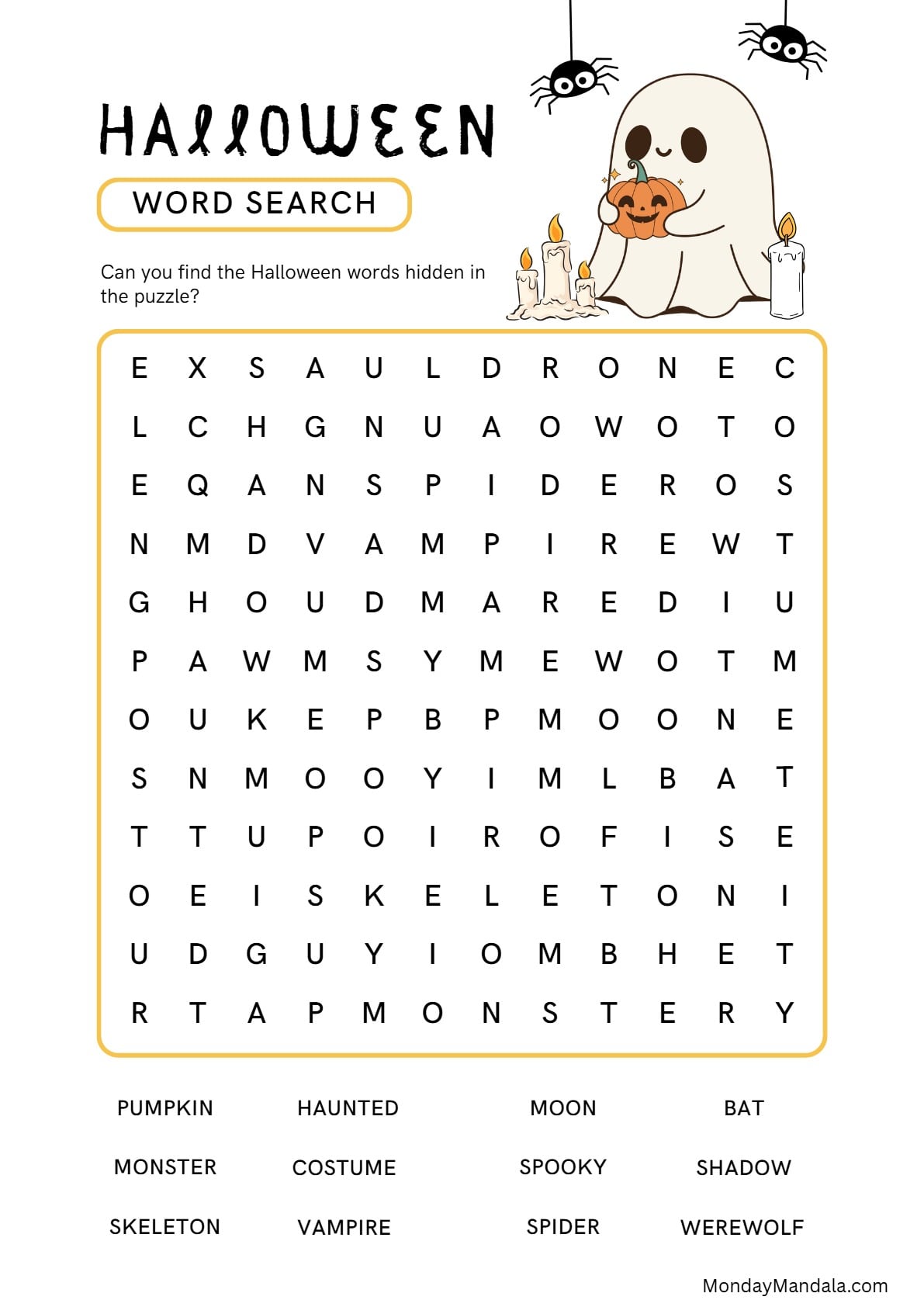 Cute Blanket Ghost Halloween Word Searchv2