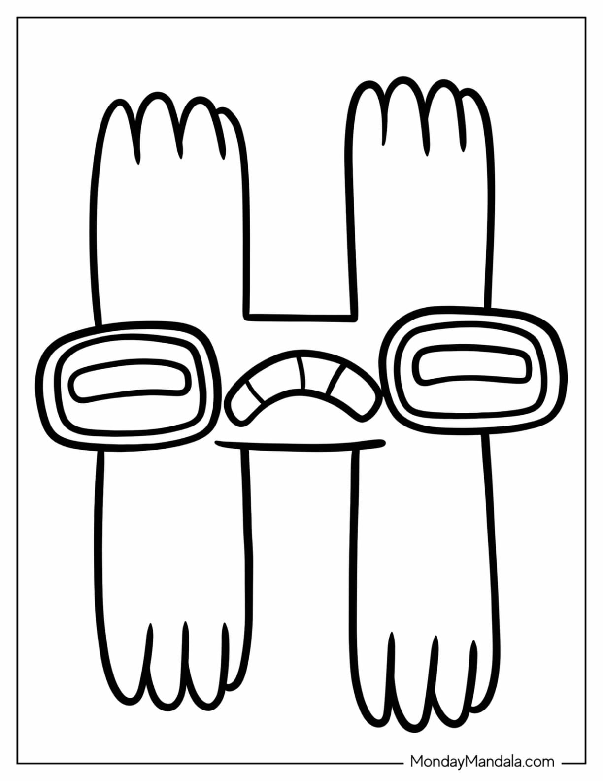 Cute Letter H Coloring Page With Eyeglasses For Preschoolers