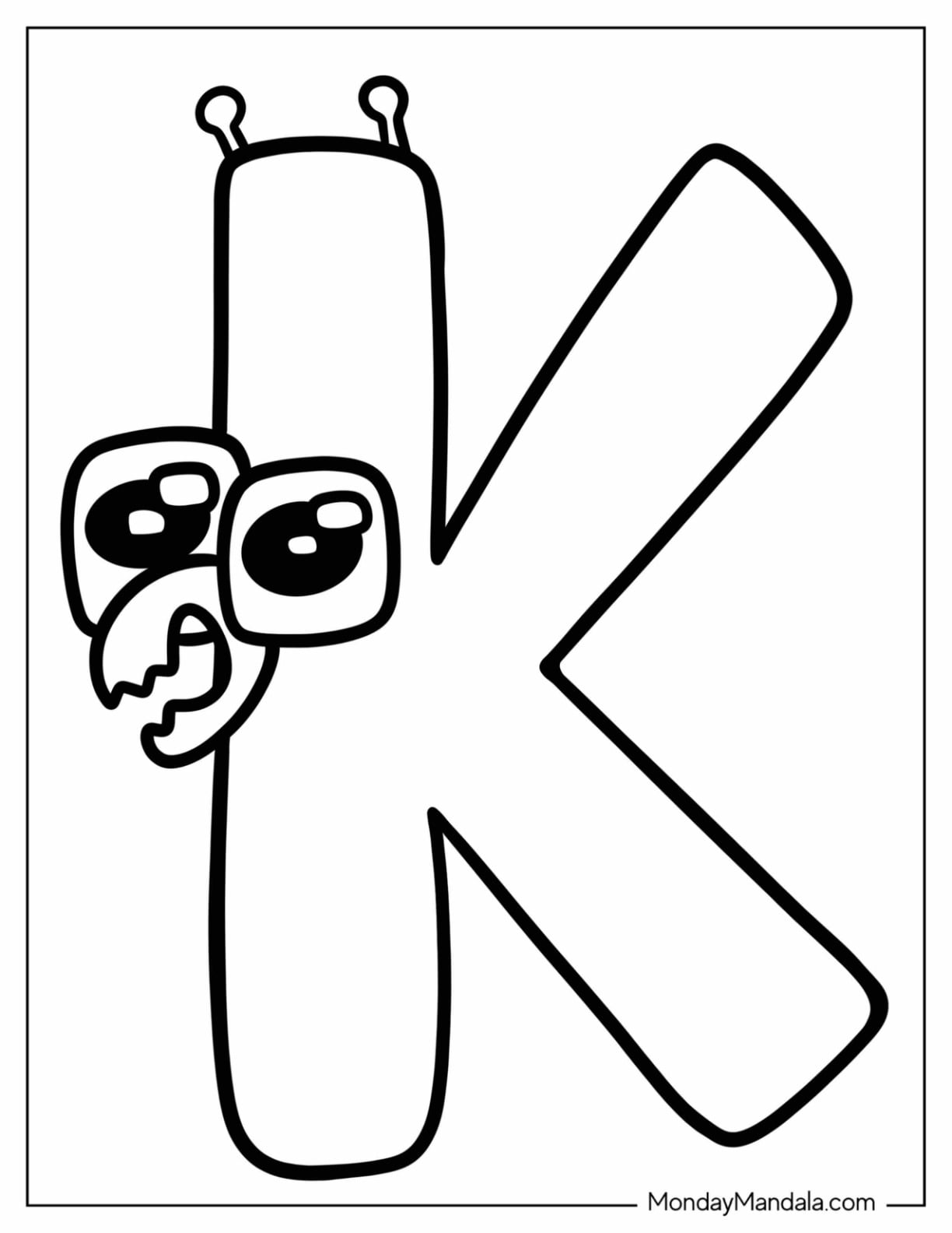 Cute Letter K Coloring Page For Preschoolers
