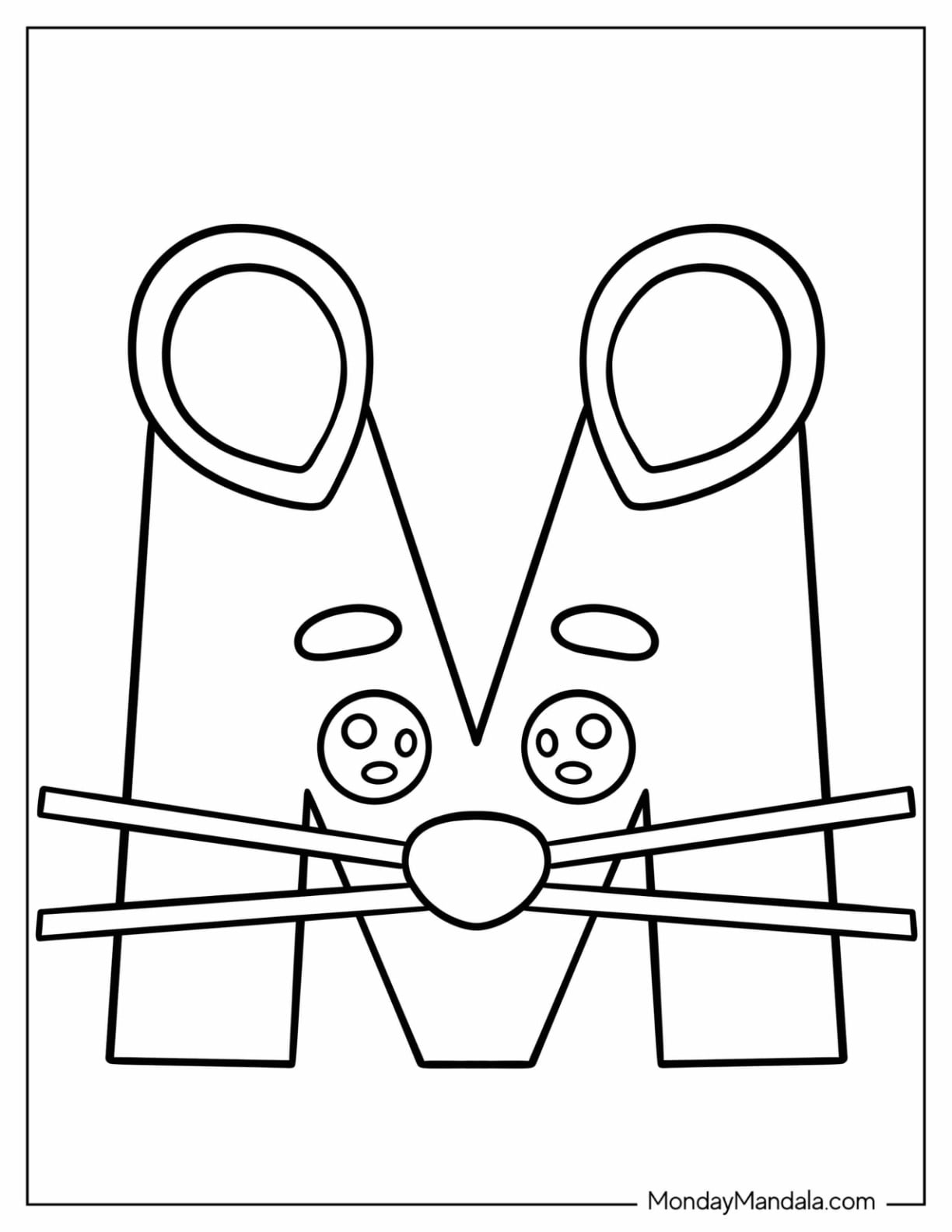 Cute Mouse Letter M Coloring Page For Preschoolers
