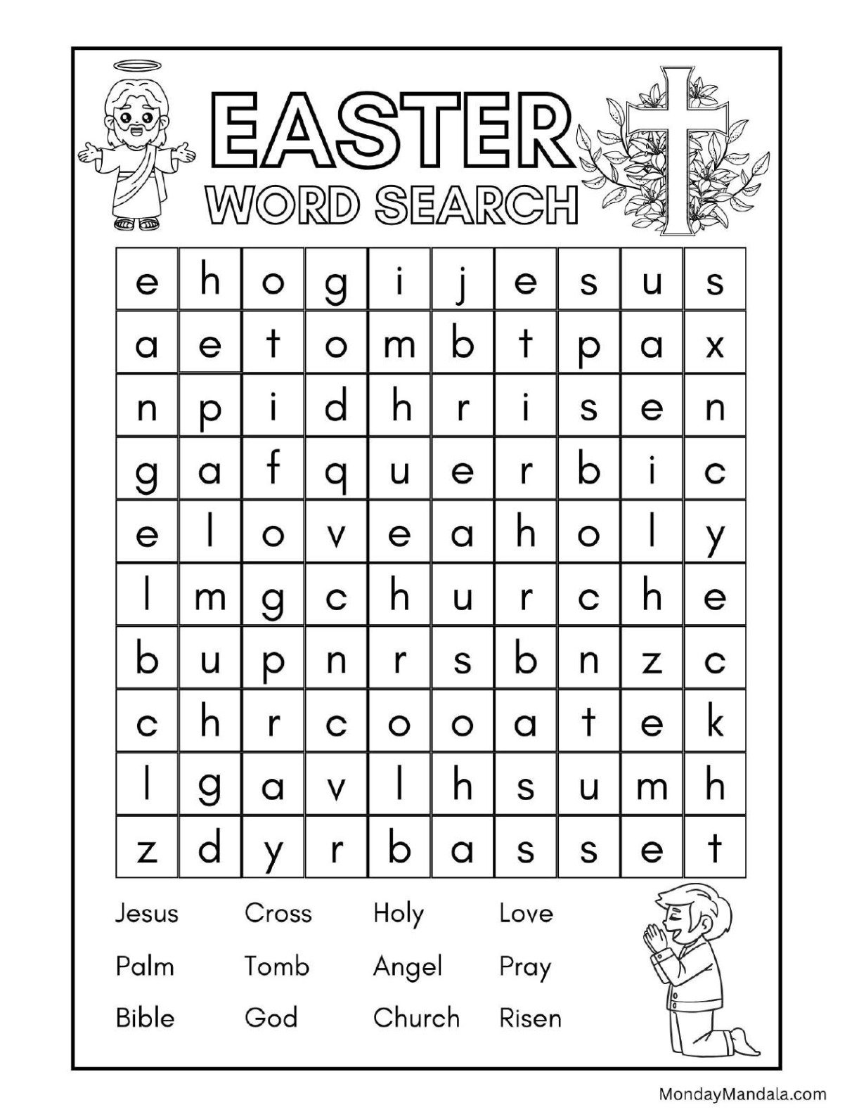 Cute Religious Easter Word Search