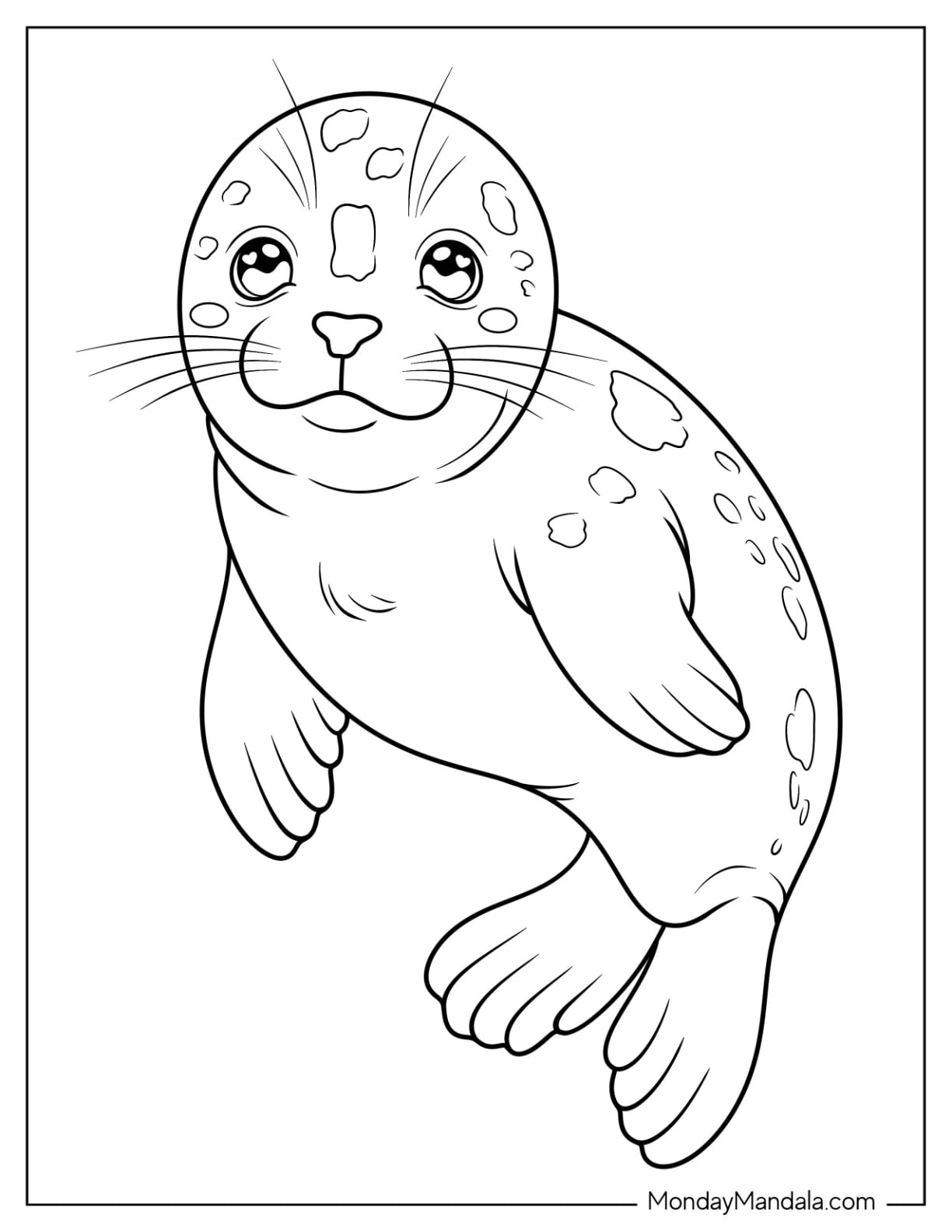 Cute Spotted Baby Seal Coloring Page for Kids