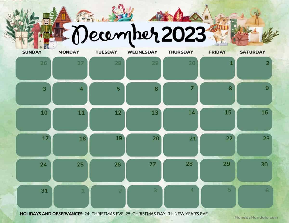 December 2023 Calendar 52 Free PDF Printables December 2023 Calendar 52 Free PDF Printables