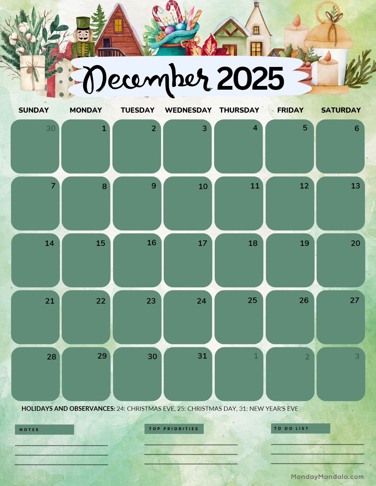 December 2025 Calendar 52 Free PDF Printables 