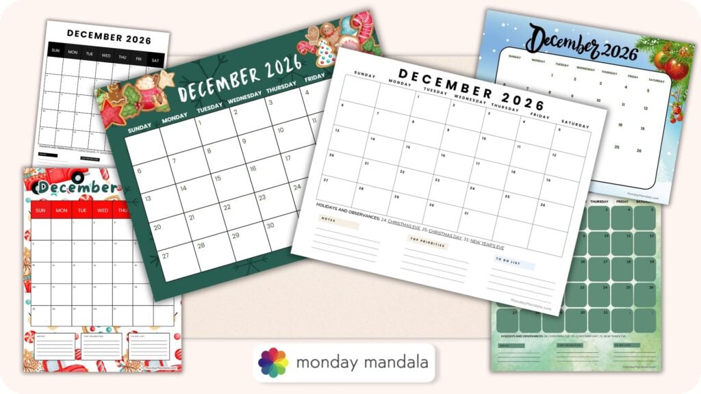 December 2026 Calendars Featured Image