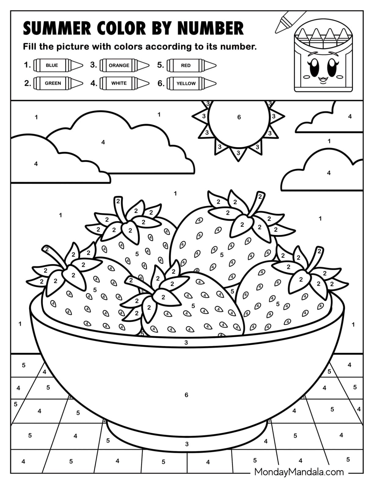 Delicious Bowl of Strawberries for Summer Color by Number