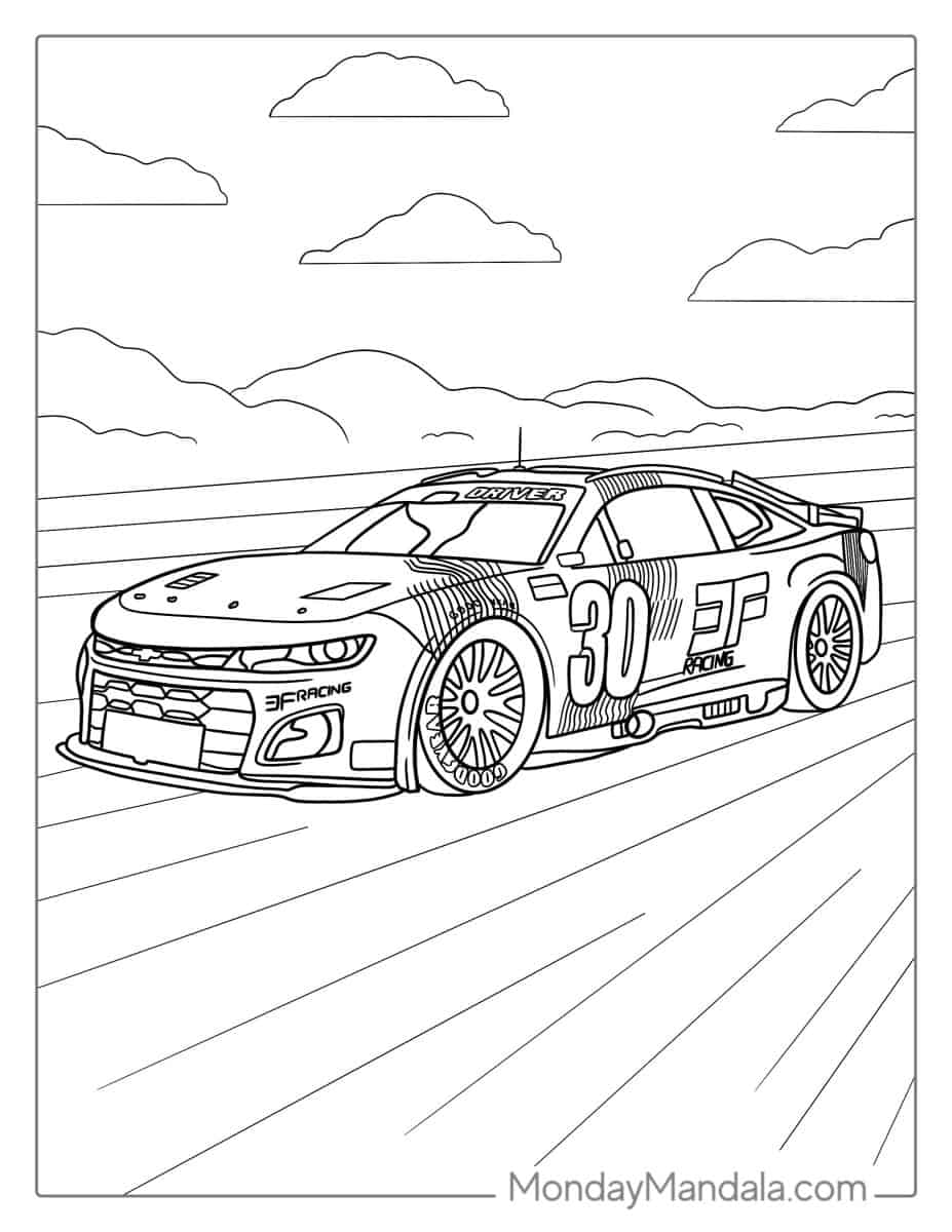 30 Race Car Coloring Pages Free - Detailed Chevy Nascar Coloring Sheet 927x1200  free race car coloring pages