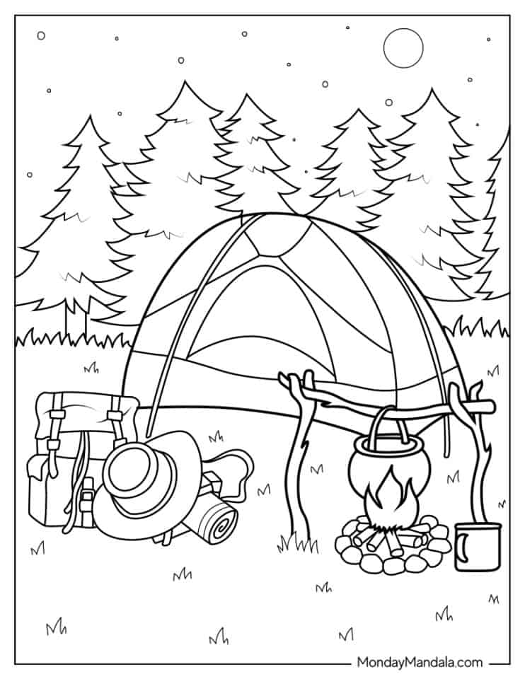 40 Camping Hiking Coloring Pages Free PDF Printables 