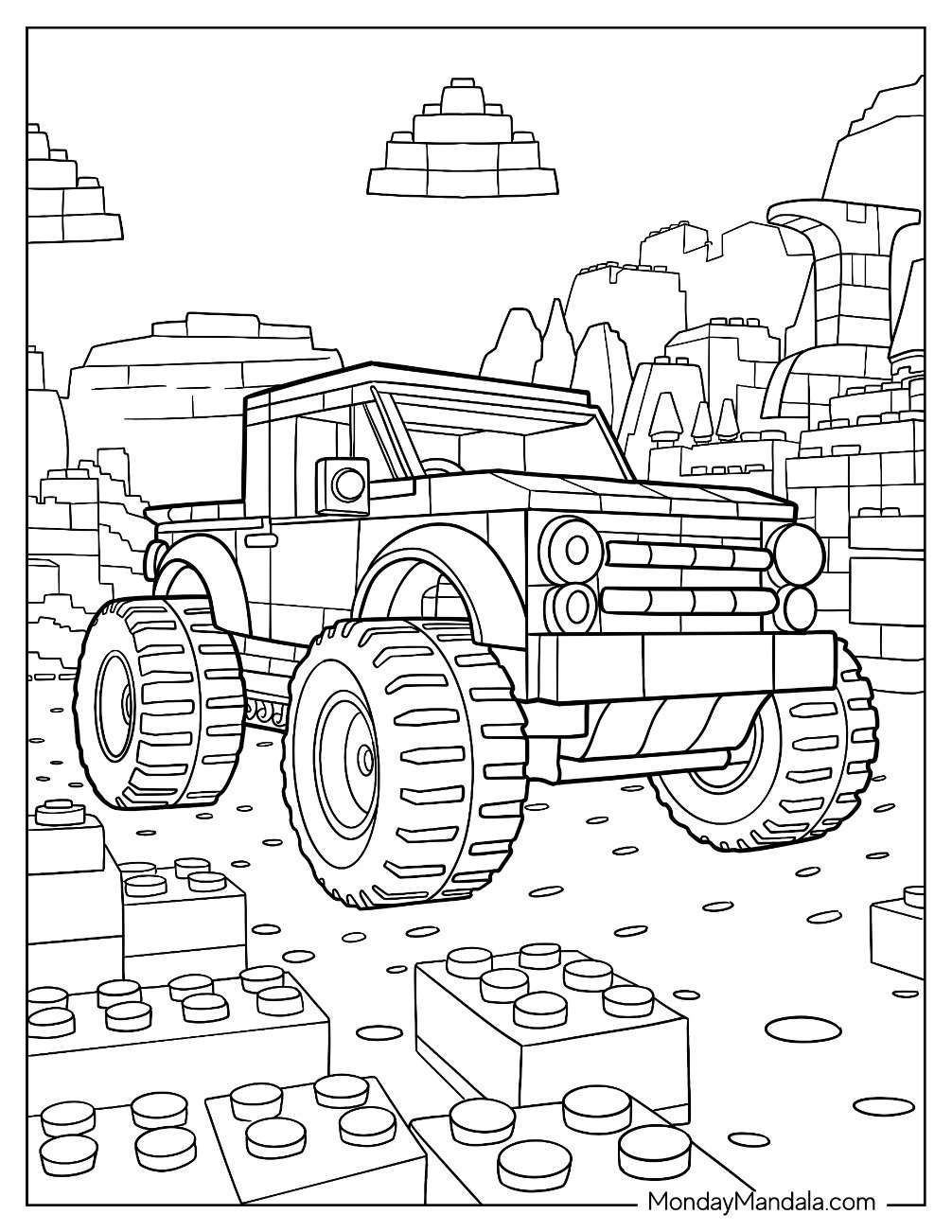 Detailed Lego Monster Truck Coloring Page