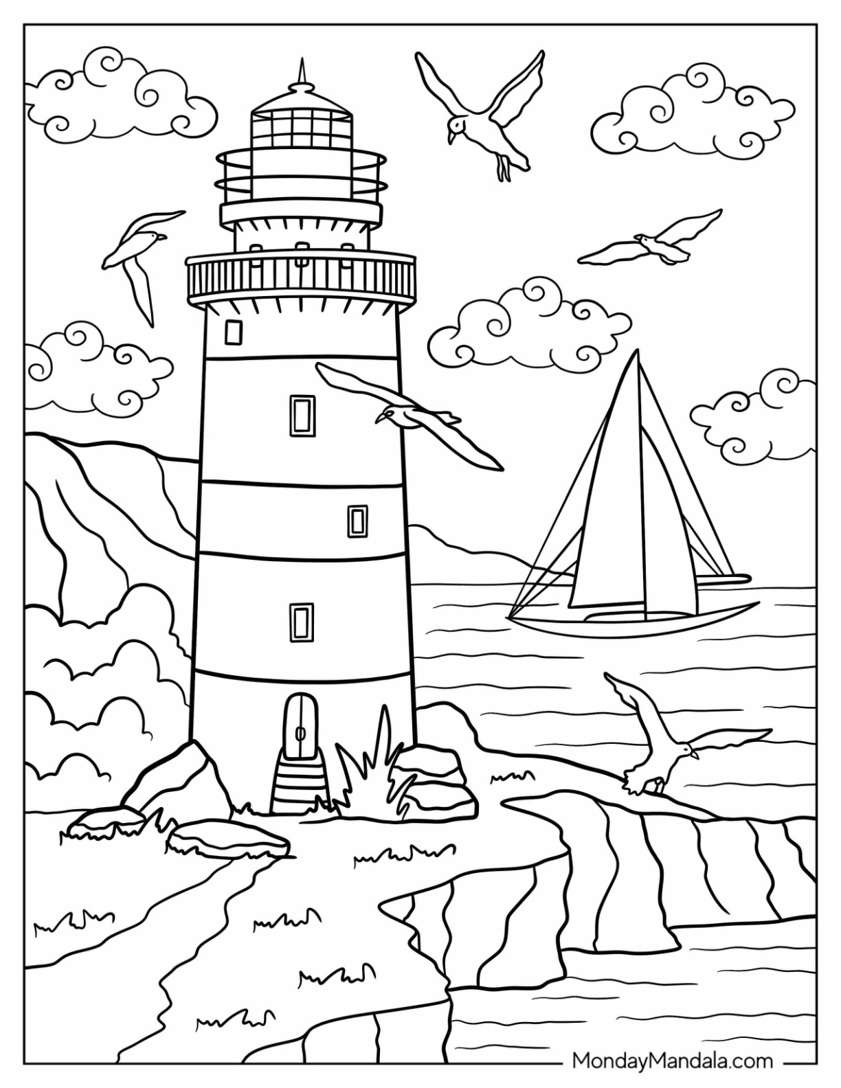 Lighthouse Printable Coloring Sheets