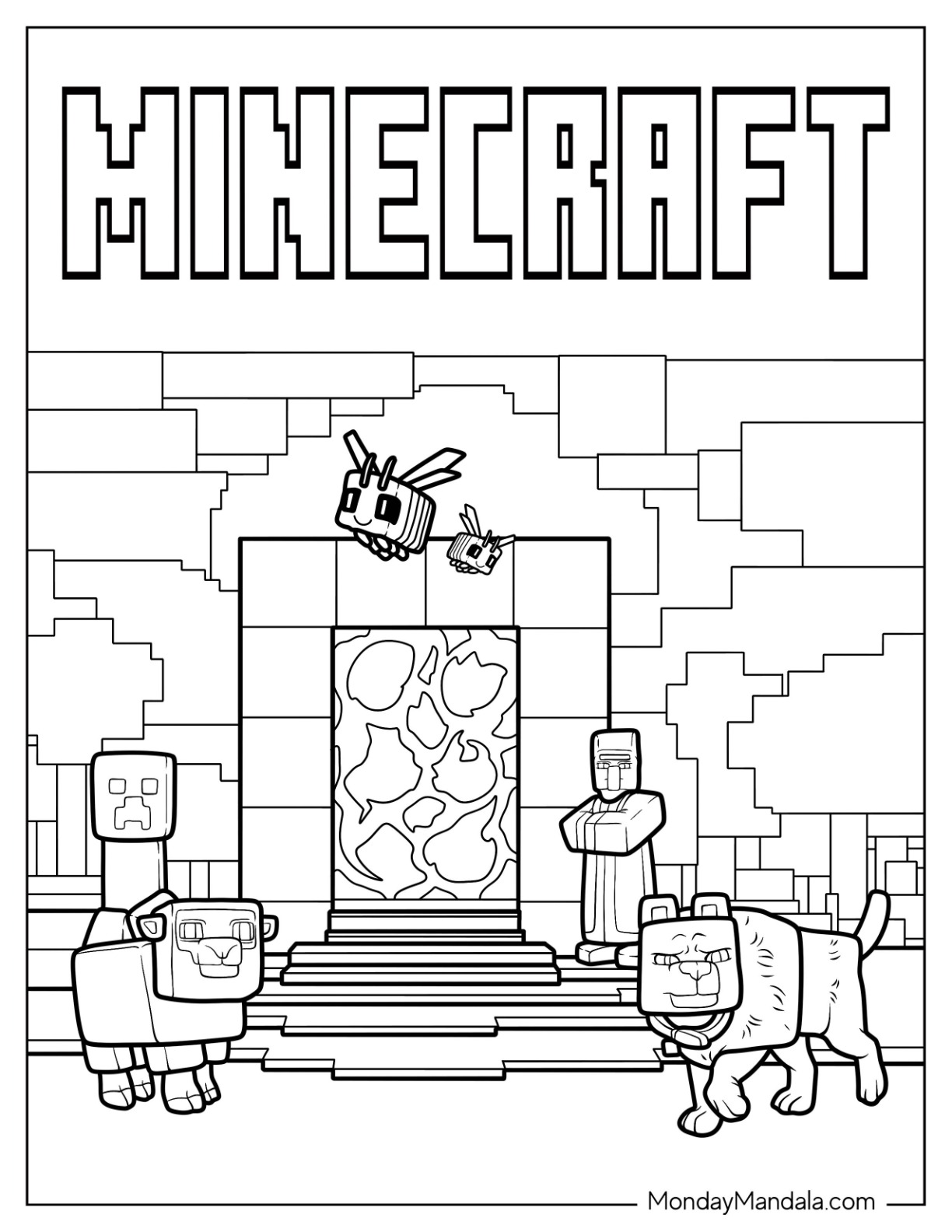 Minecraft Coloring Wither Spider Pages Drawing Pictures Printable Squid 