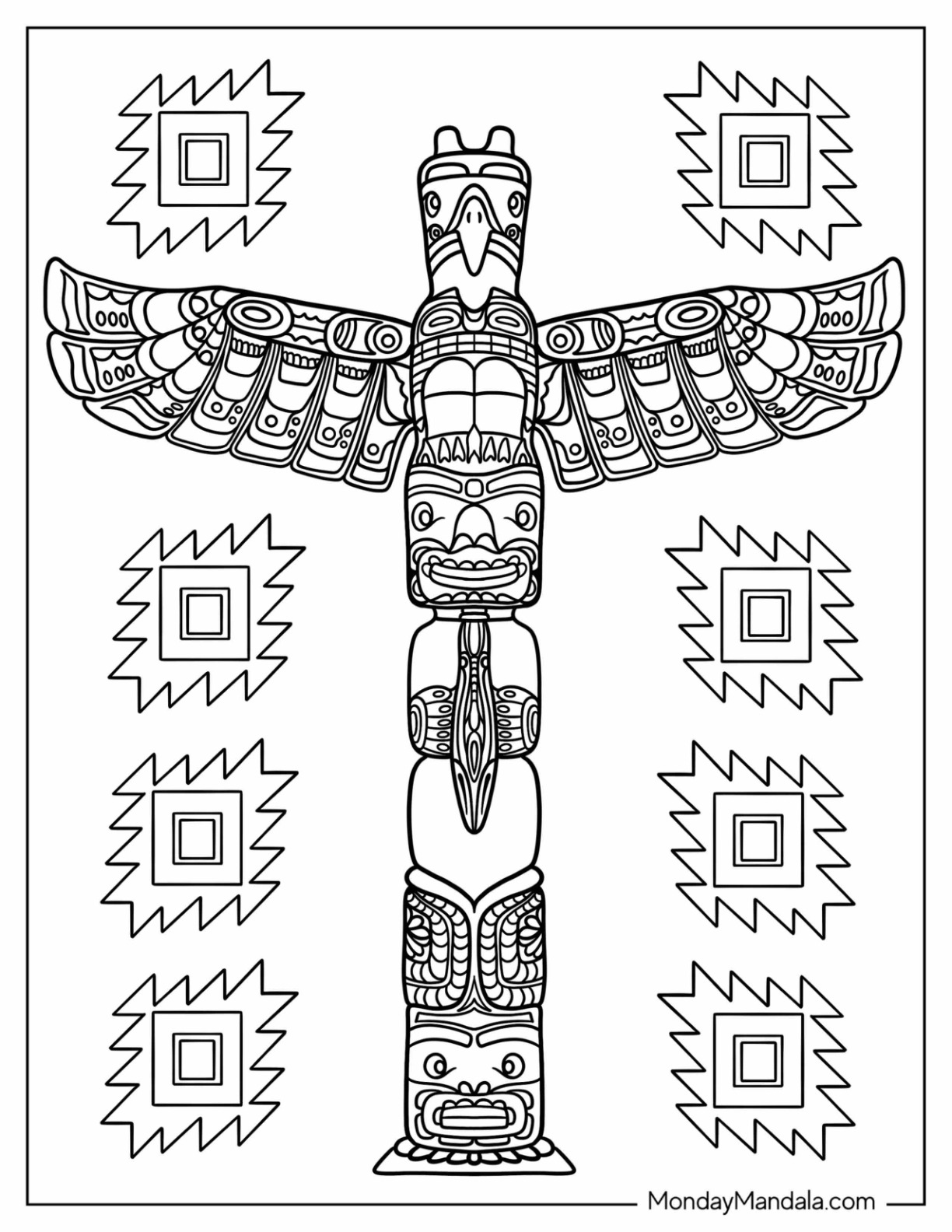 Native American Totem Pole Coloring Pages Native American Totem Pole Coloring Pages