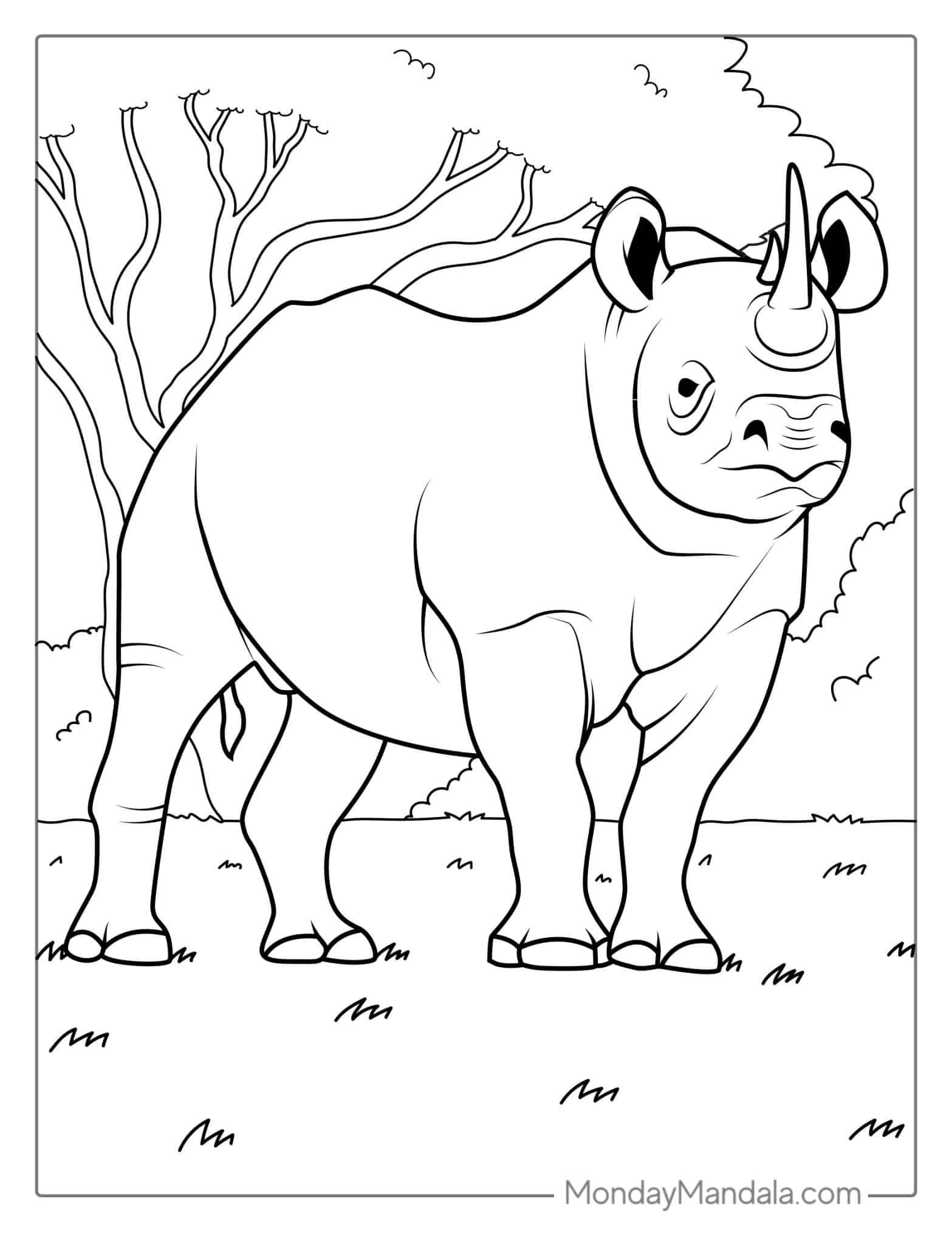 22 Rhino Coloring Pages (Free PDF Printables)