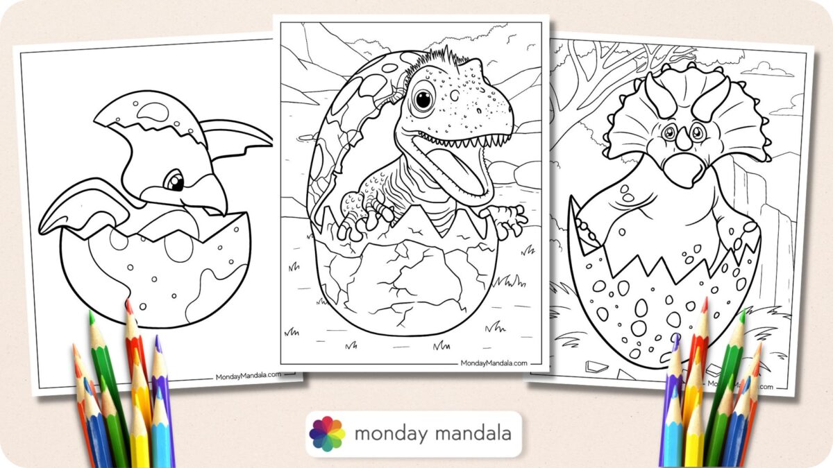 20 Dinosaur Egg Coloring Pages (Free PDF Printables)
