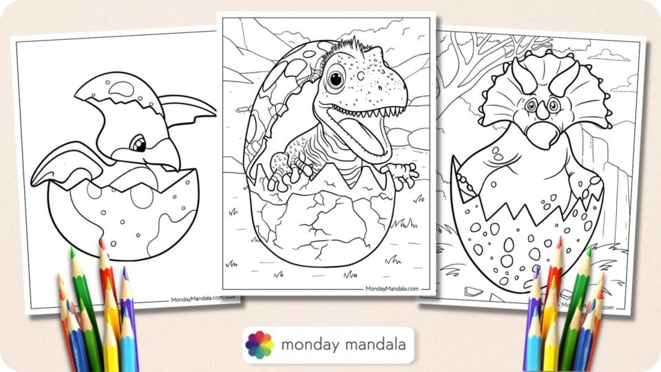 20 Dinosaur Egg Coloring Pages (Free PDF Printables)