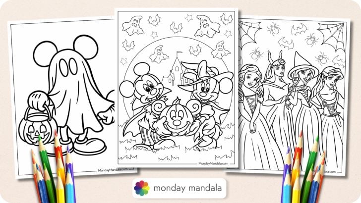 Disney Halloween Coloring Pages Featured Image v2