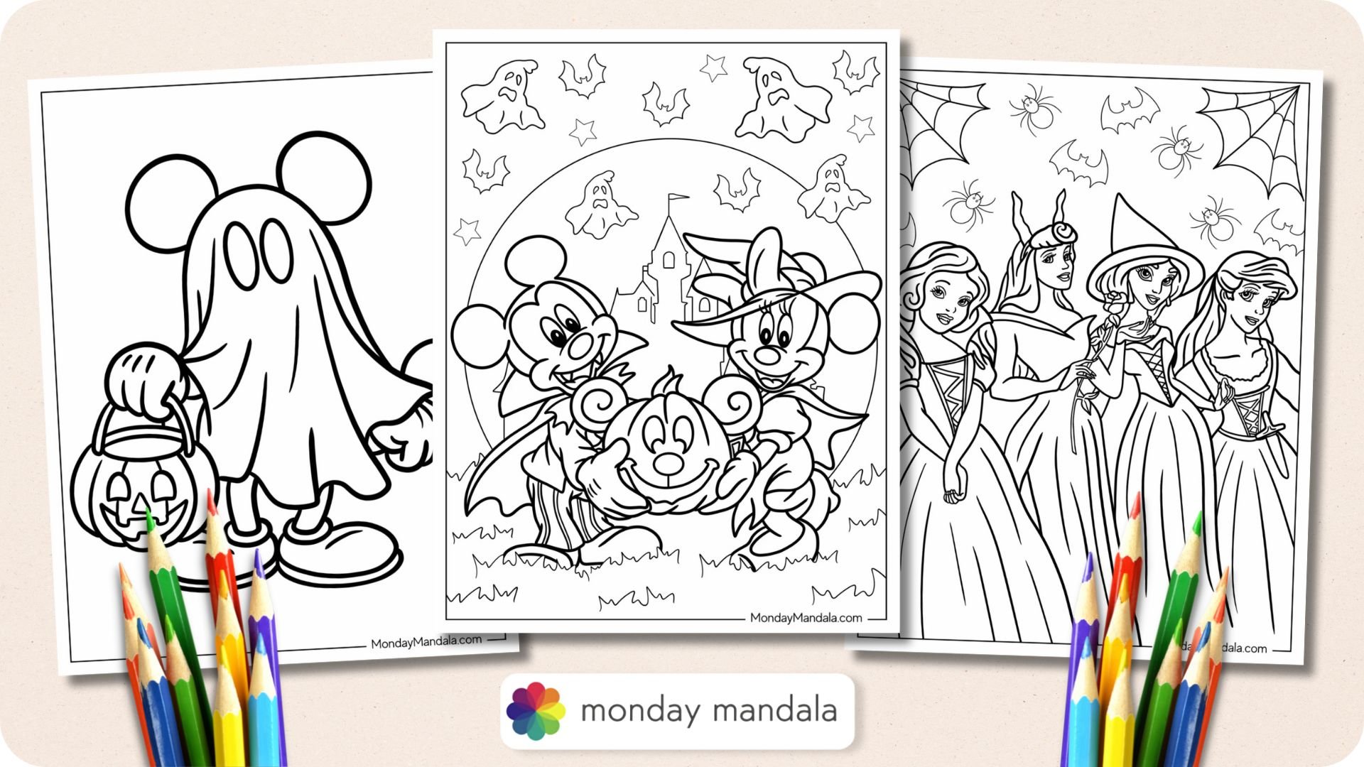 Disney Halloween Coloring Pages Featured Image v2