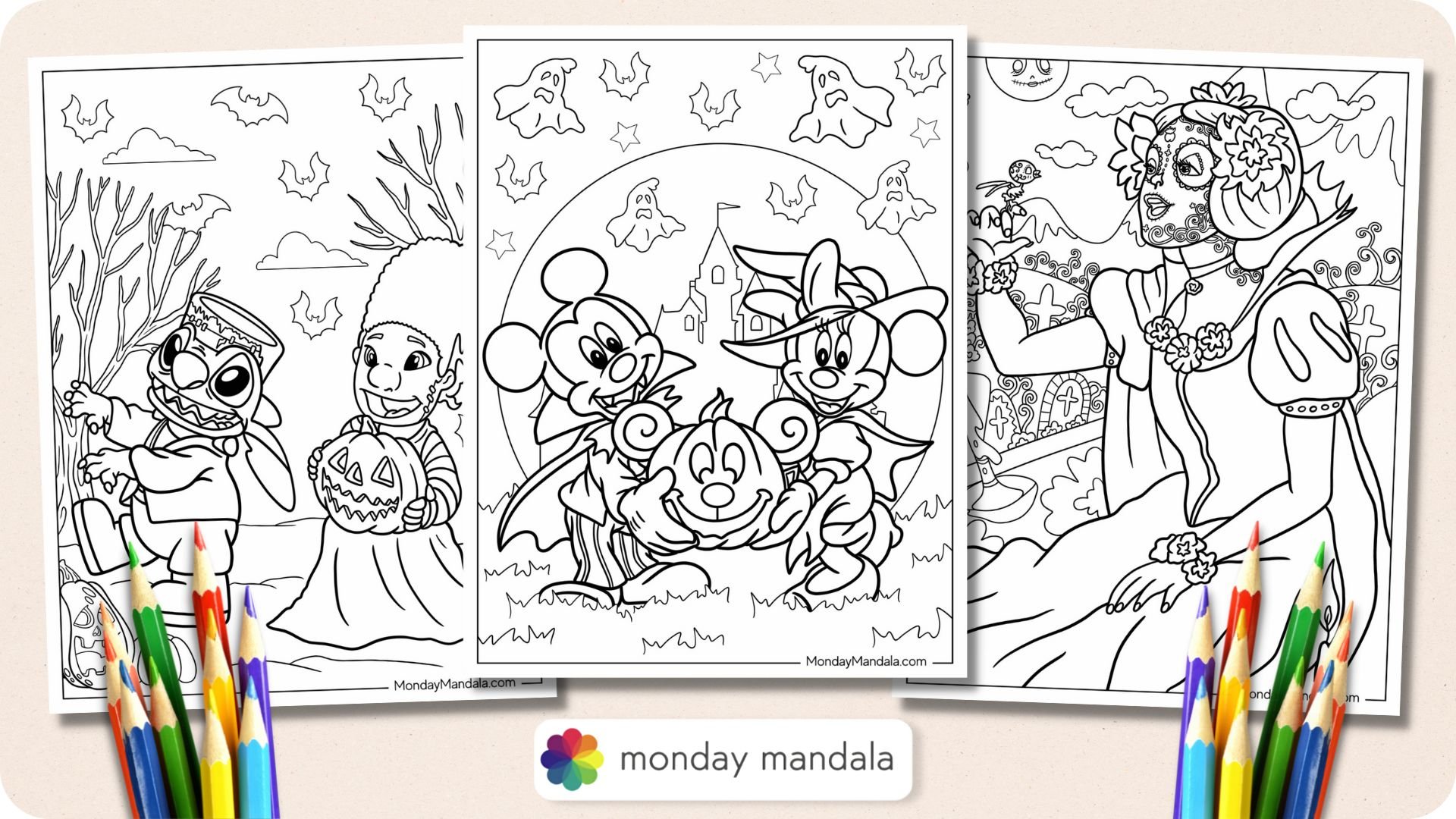 Cute Halloween Activity Bundle Halloween Coloring Pages 