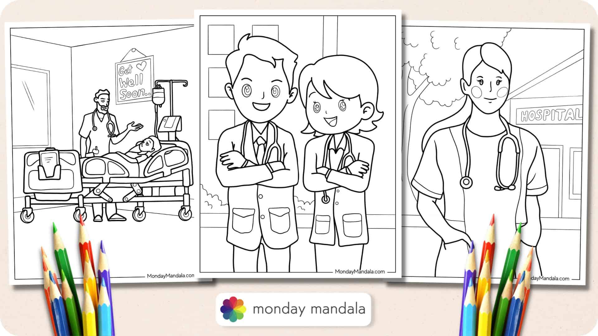 22 Doctor & Nurse Coloring Pages (Free PDF Printables)