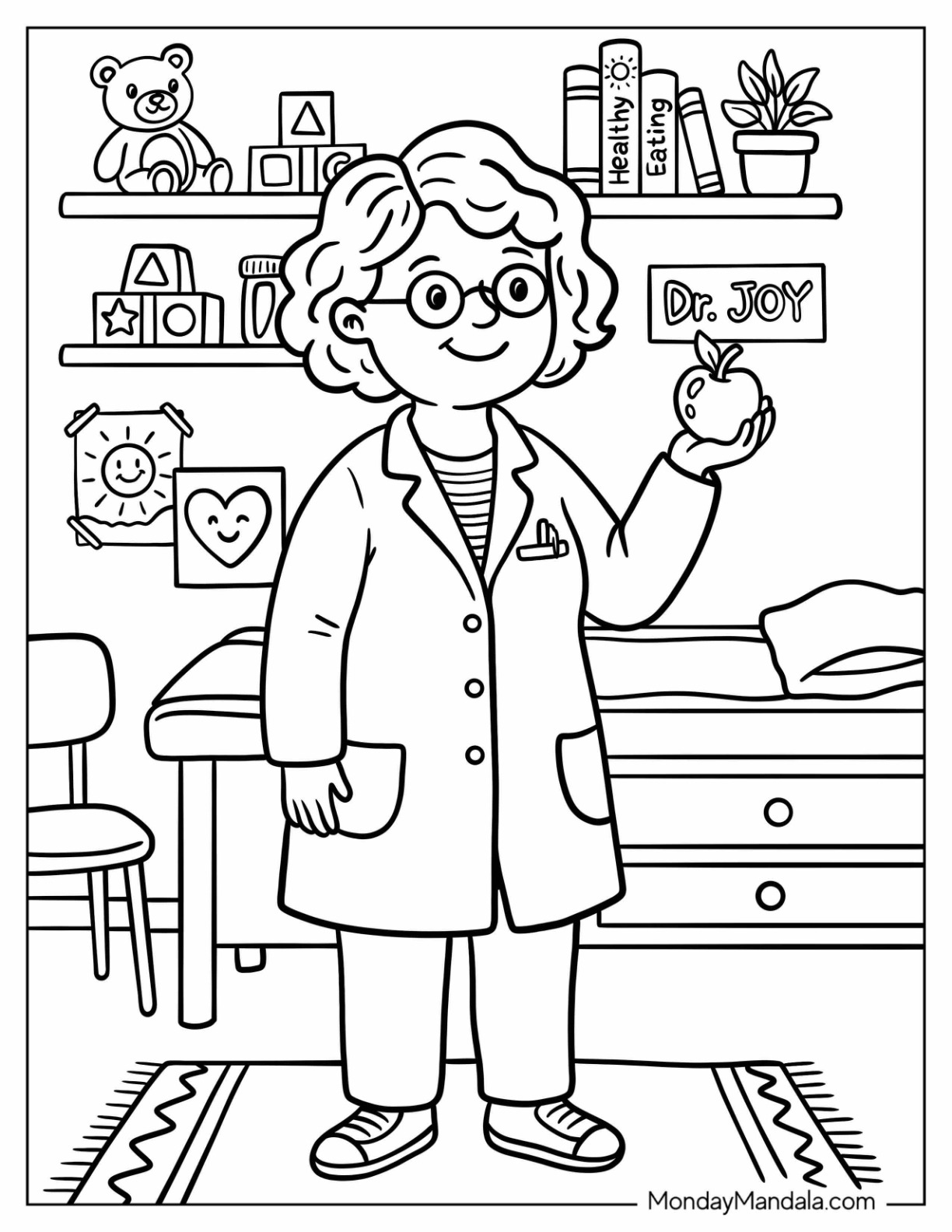 Doctor Holding an Apple in her Office