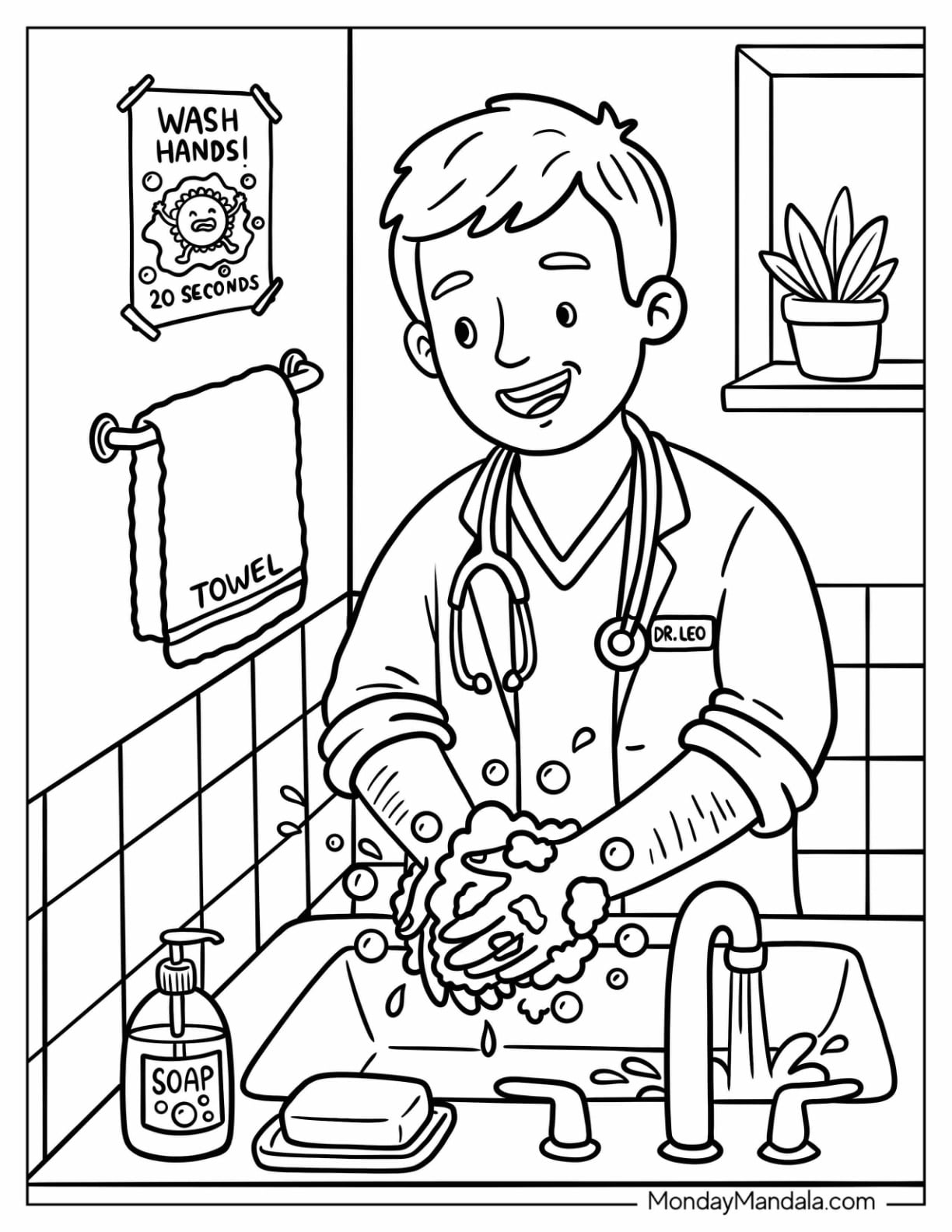 Doctor Scrubbing Hands Before Surgery