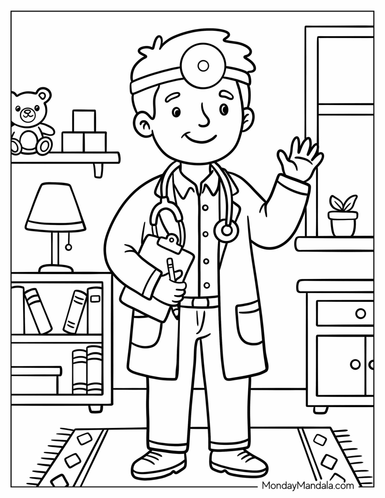 Doctor in His Office Coloring Page