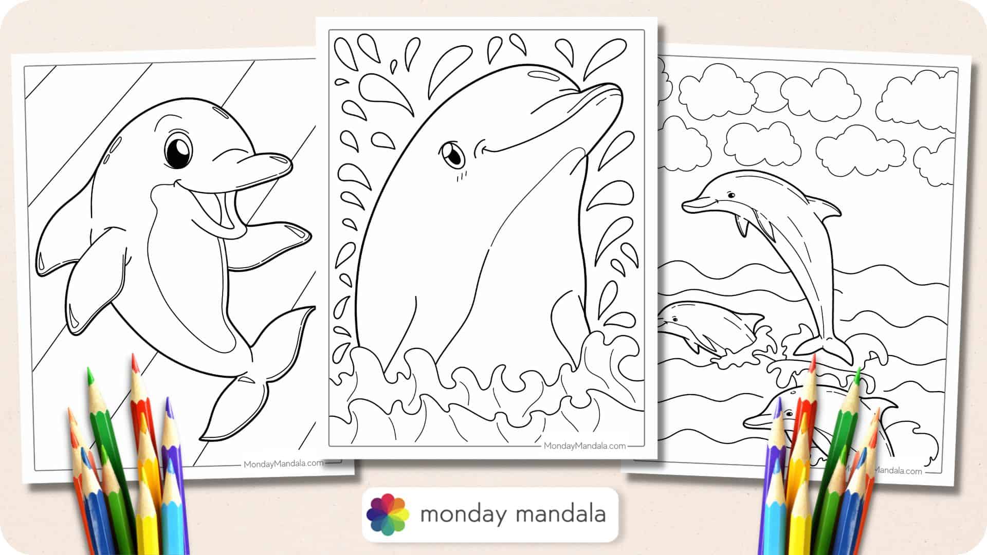 Mother and Baby Dolphin coloring page - Download, Print or Color ... -  Coloring Library