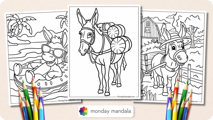 Donkey Coloring Pages Featured Image v2
