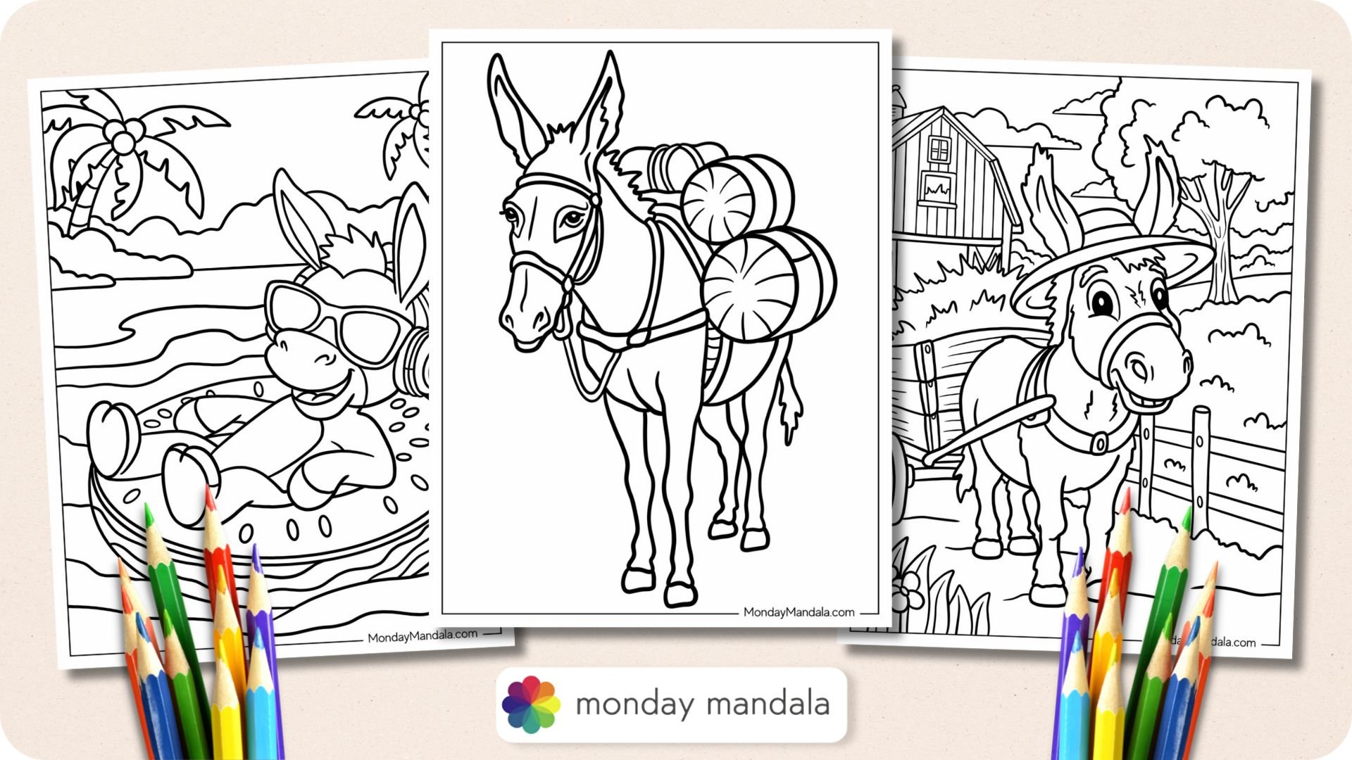 Donkey Coloring Pages Featured Image v2