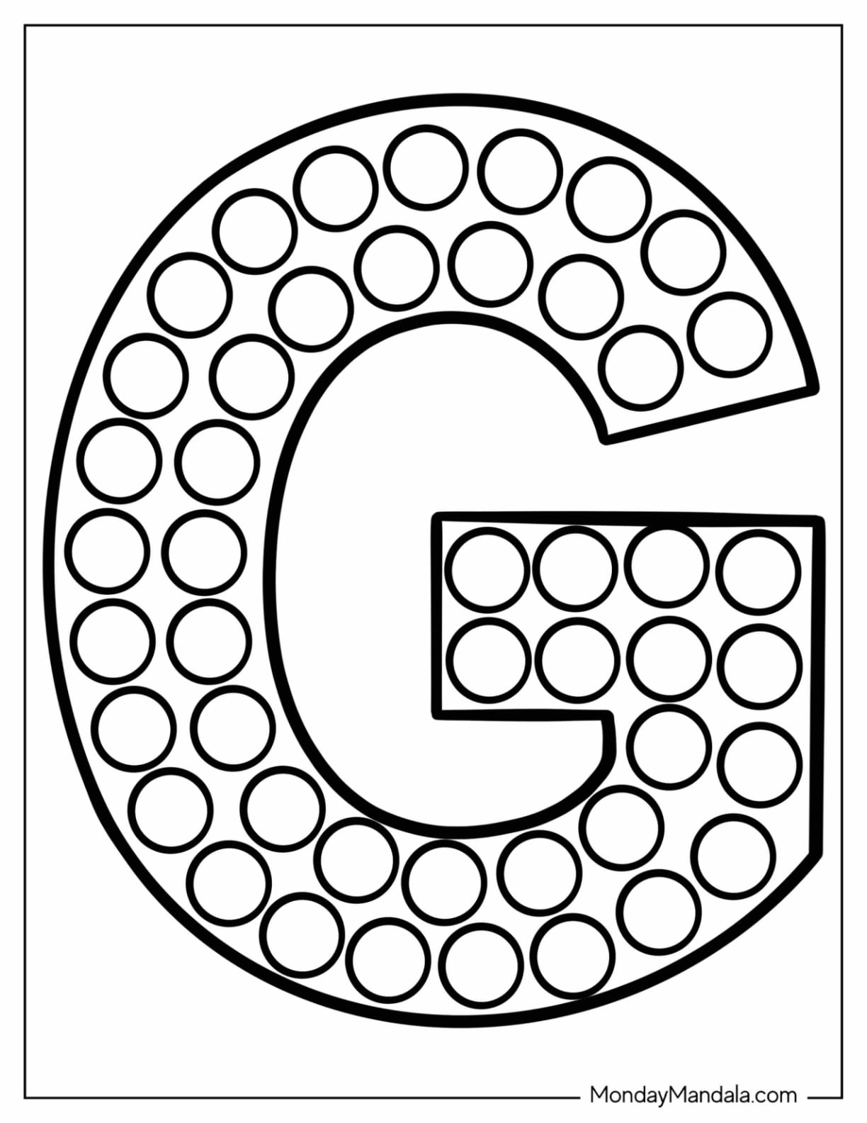 Dotted Uppercase Letter G Coloring Page for Preschoolers