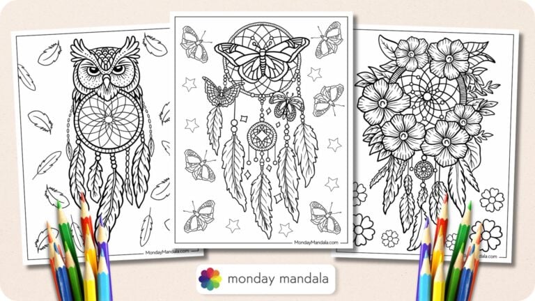 20 Dreamcatcher Coloring Pages (Free PDF Printables)