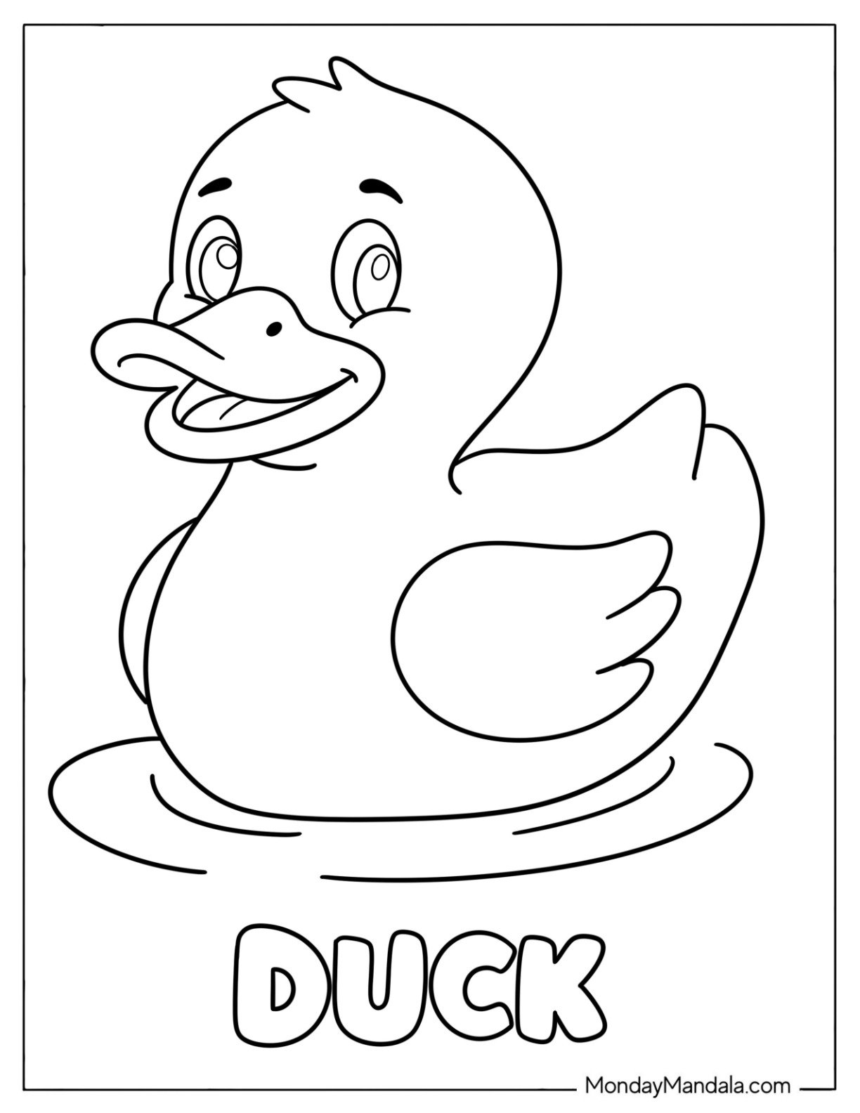 Duck Resting on the Water Coloring Page for Toddlers