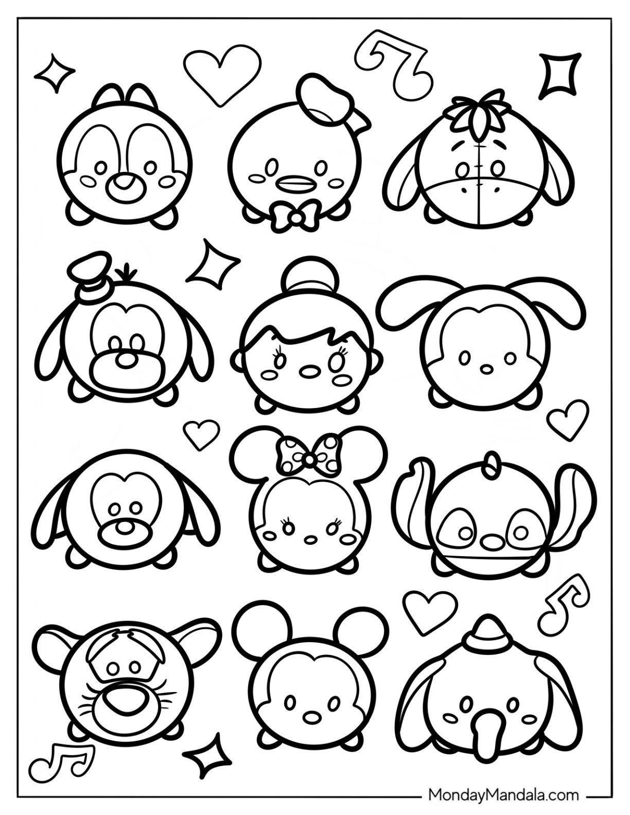 20 Tsum Tsum Coloring Pages (Free PDF Printables)