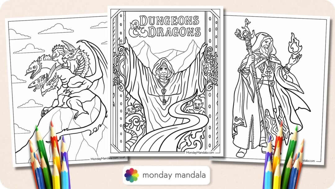20 Dungeons &amp; Dragons Coloring Pages (Free Printables)