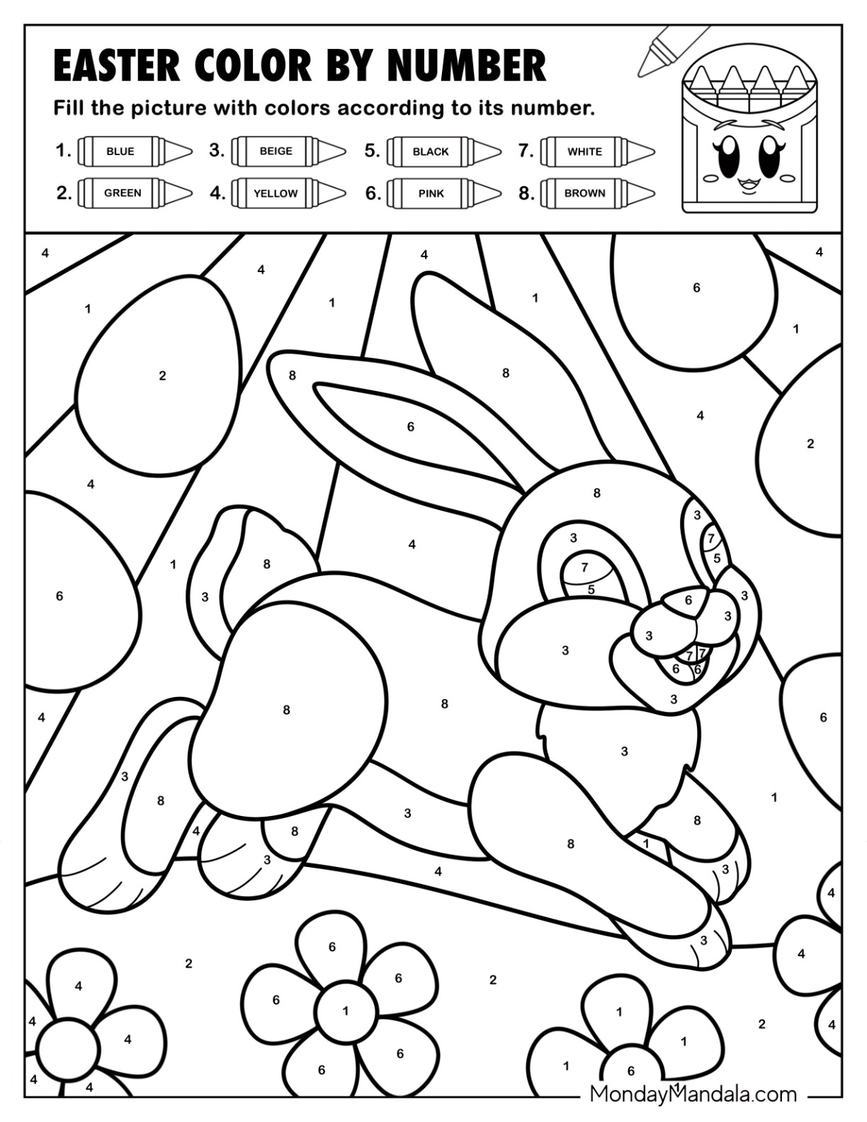 Easter Bunny Hopping Color by Number