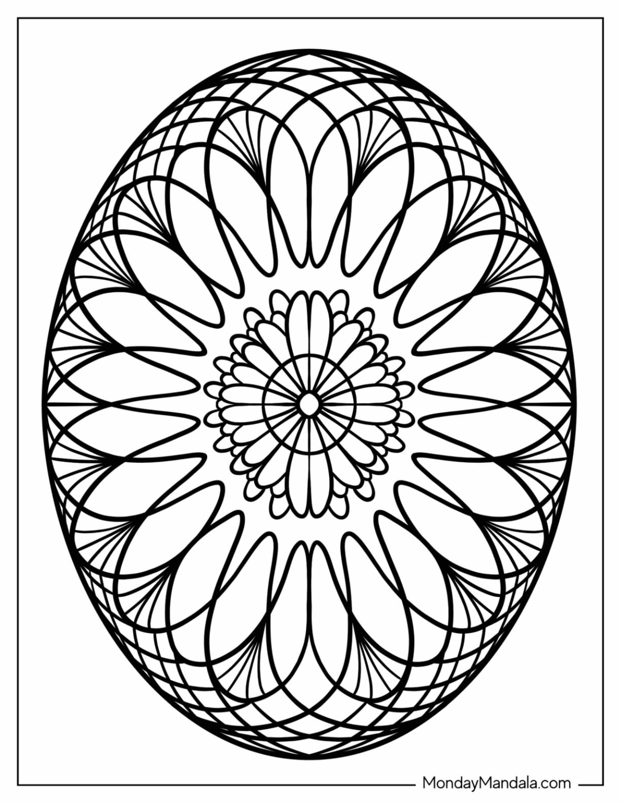 Easter Mandala Coloring Page of Mandala with Geometric Design