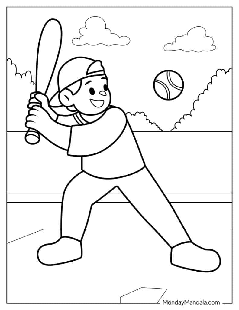 20 Baseball Coloring Pages Free PDF Printables 