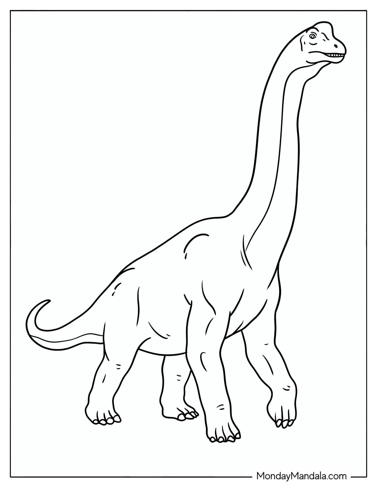 Easy Brachiosaurus Walking Coloring Page for Kids
