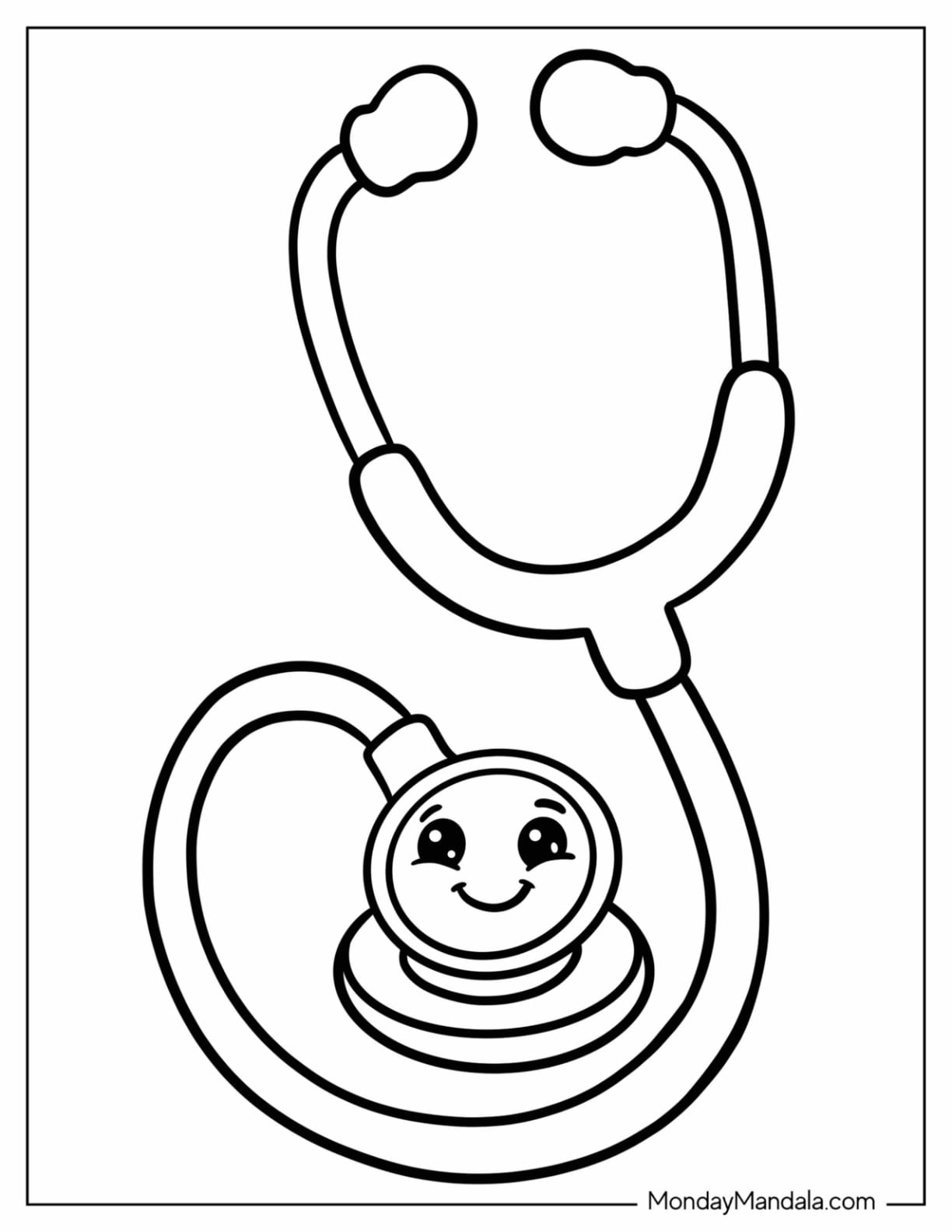 Easy Cartoon Stethoscope Coloring Page for Kids