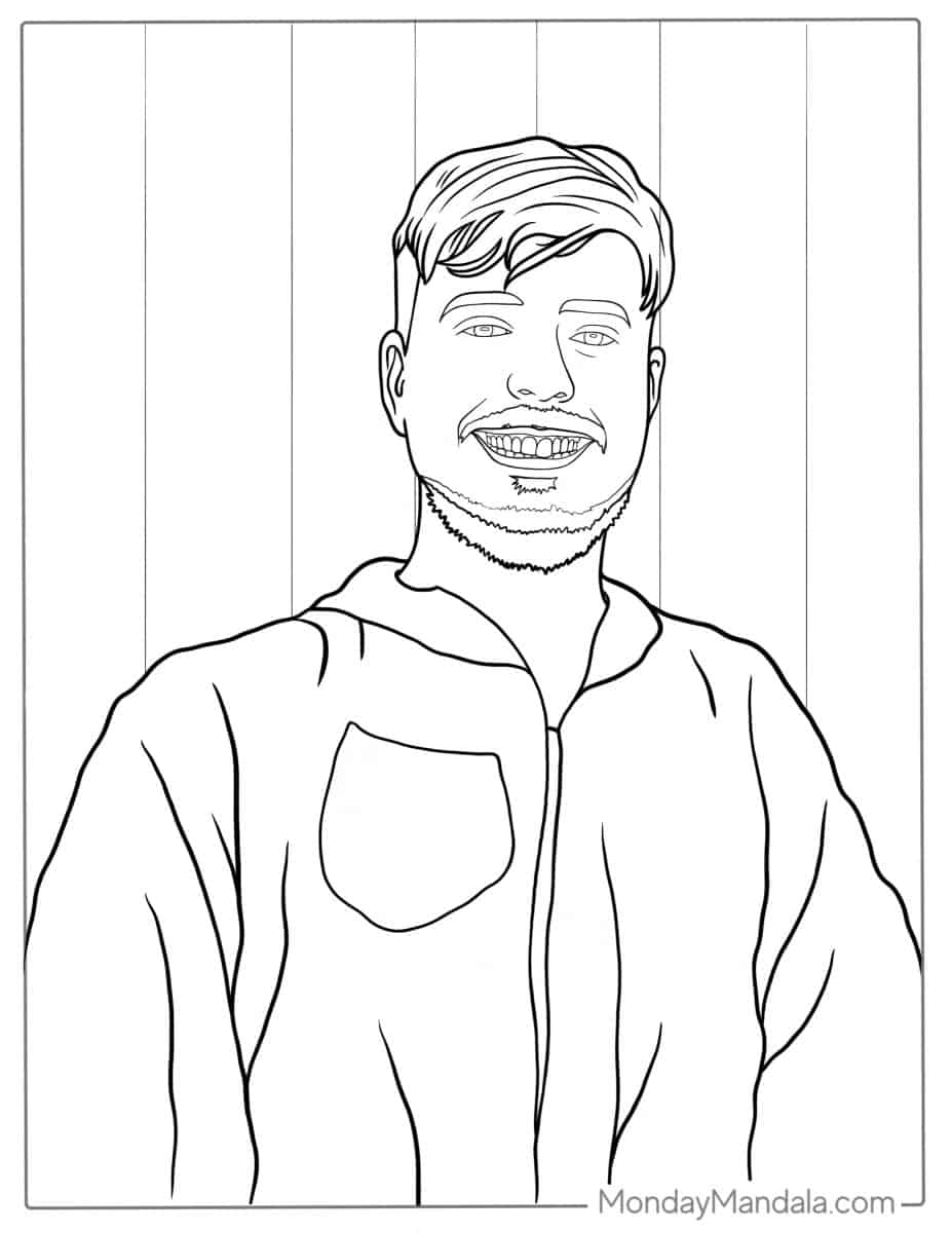 14 Mr Beast Coloring Pages Free - Easy Coloring Page Of Jimmy Donaldson 927x1200