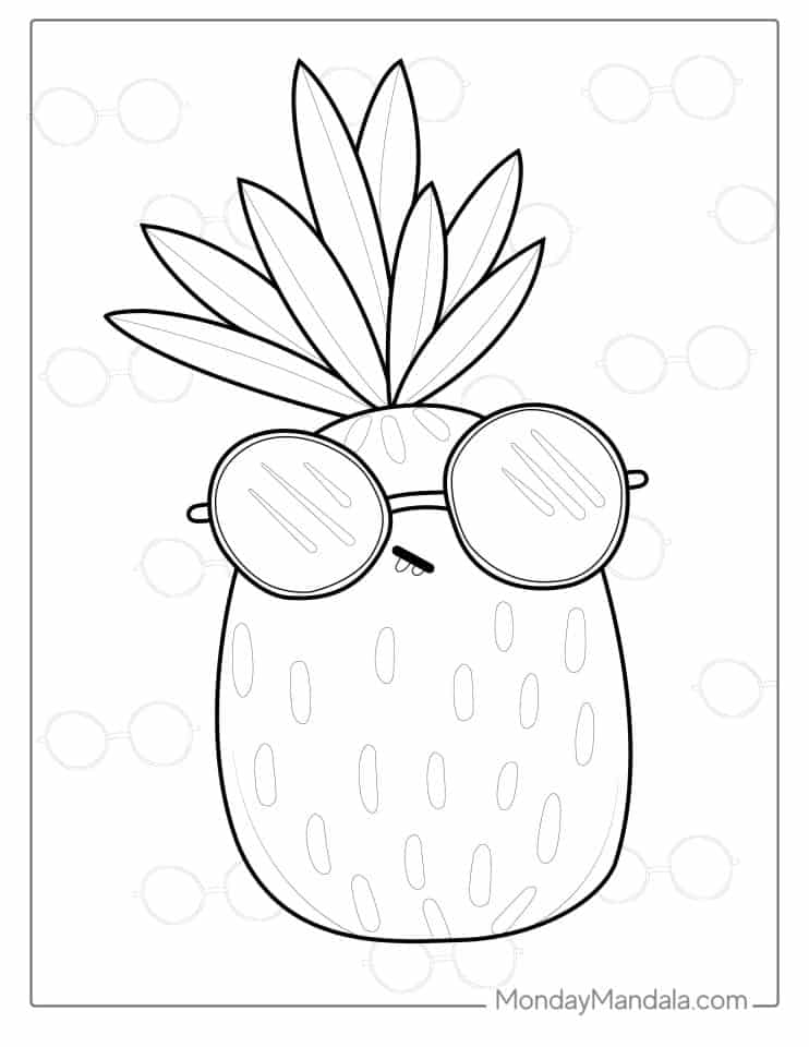 32 Pineapple Coloring Page (Free PDF Printables)