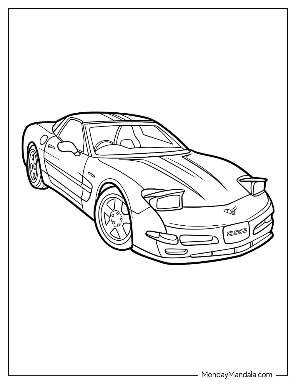 Easy Corvette Outline Coloring Sheet for Kids