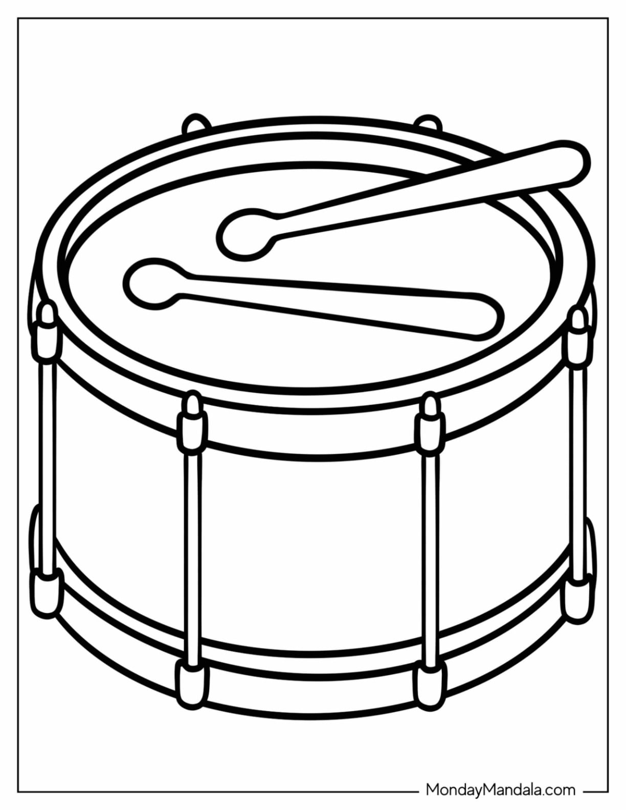 Easy Drum with One Stick Coloring Page for Preschoolers