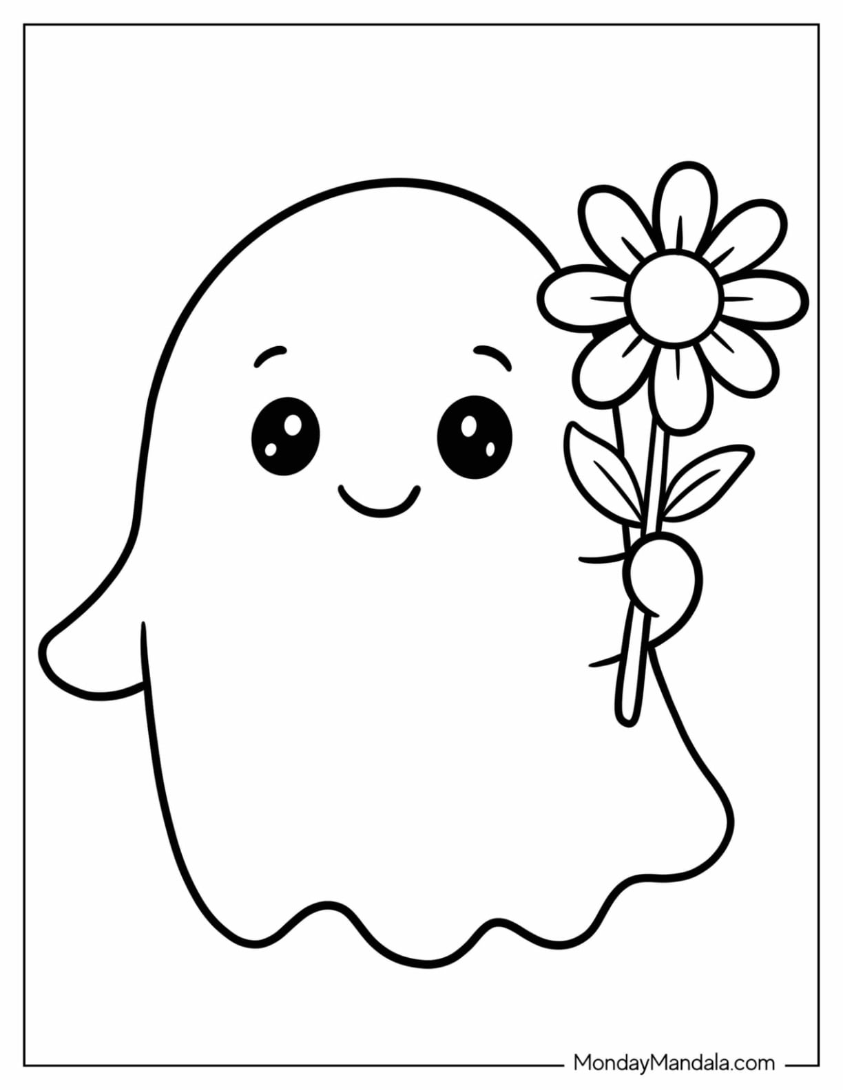 Easy Ghost Holding a Flower