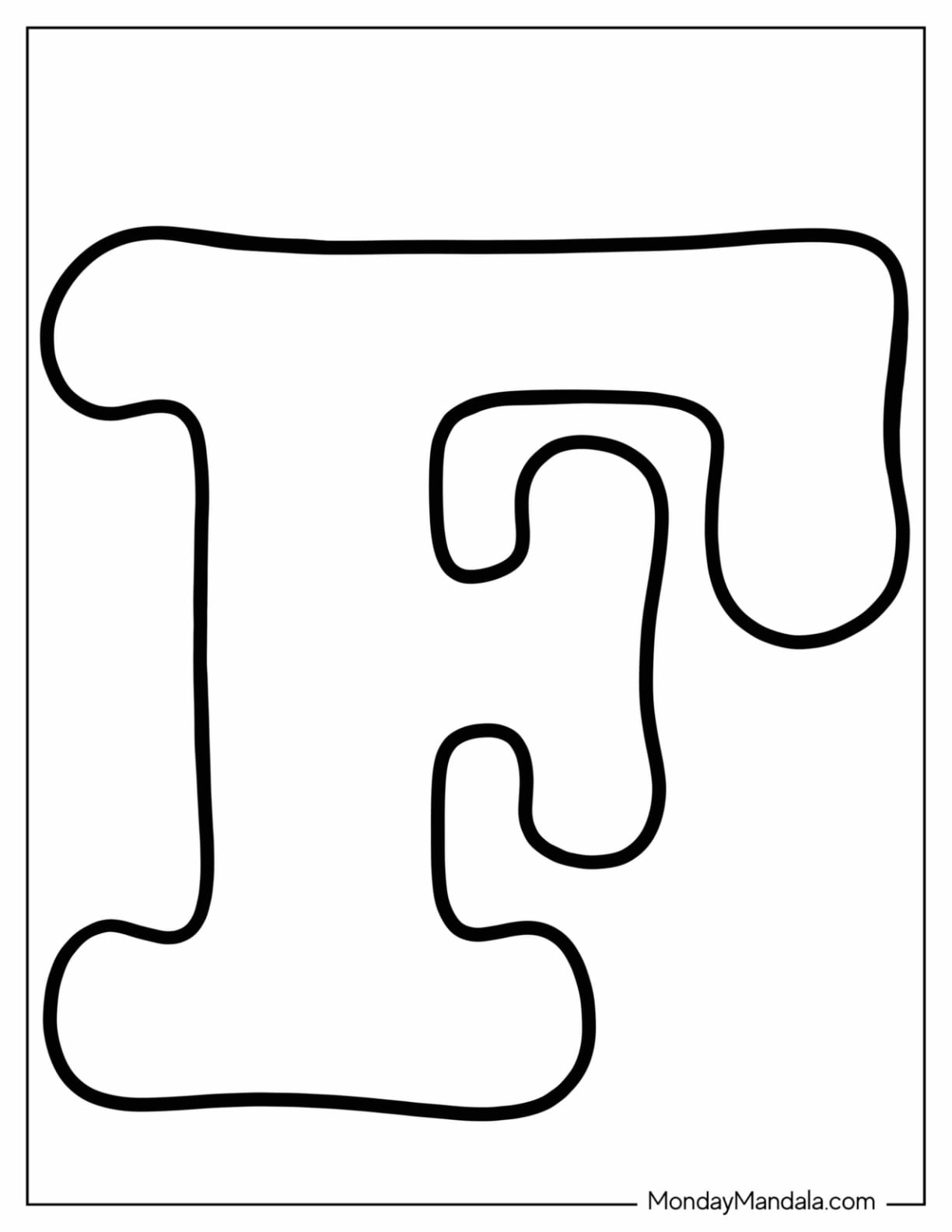 Easy Letter F Coloring Page Outline For Kids