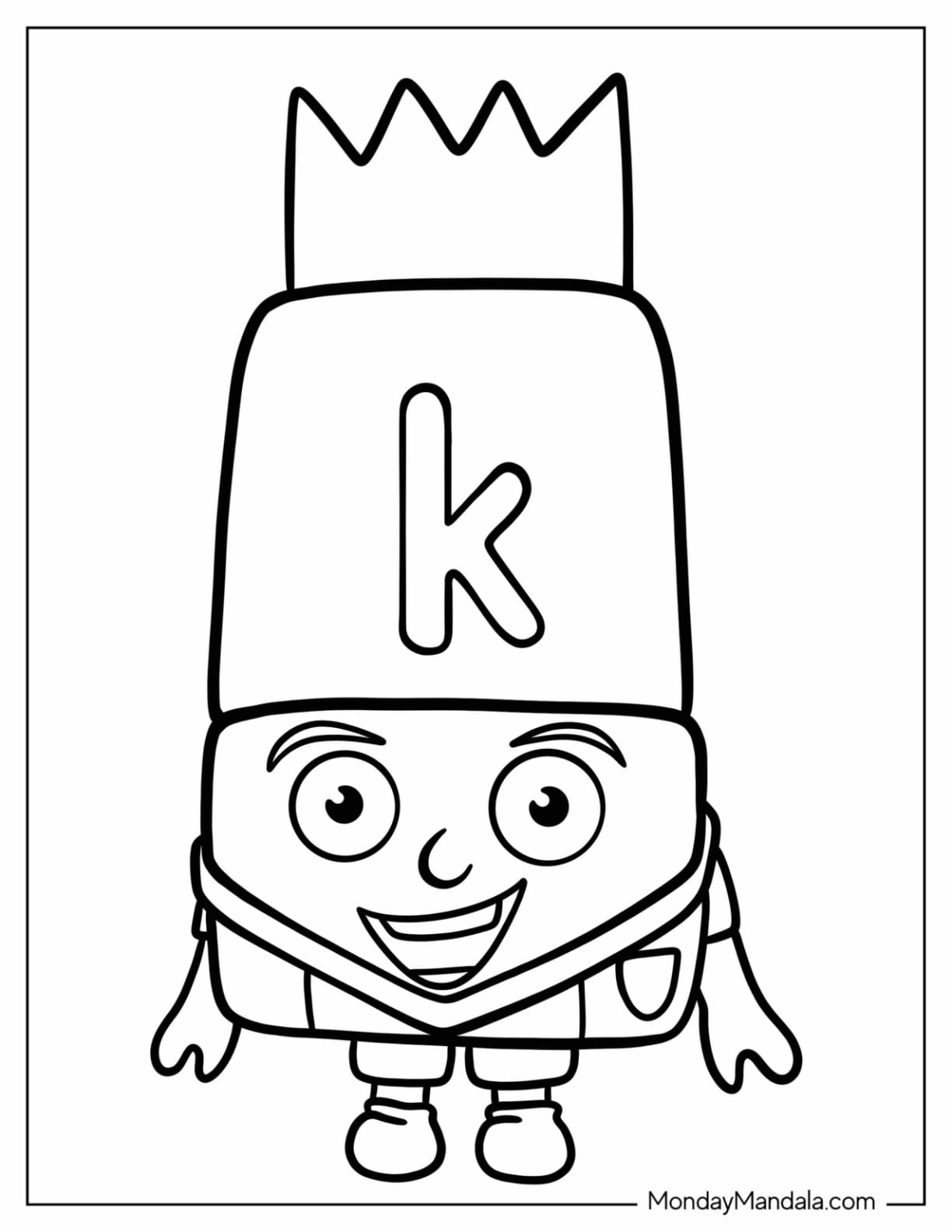 Easy Letter K Coloring Page of Alphablock