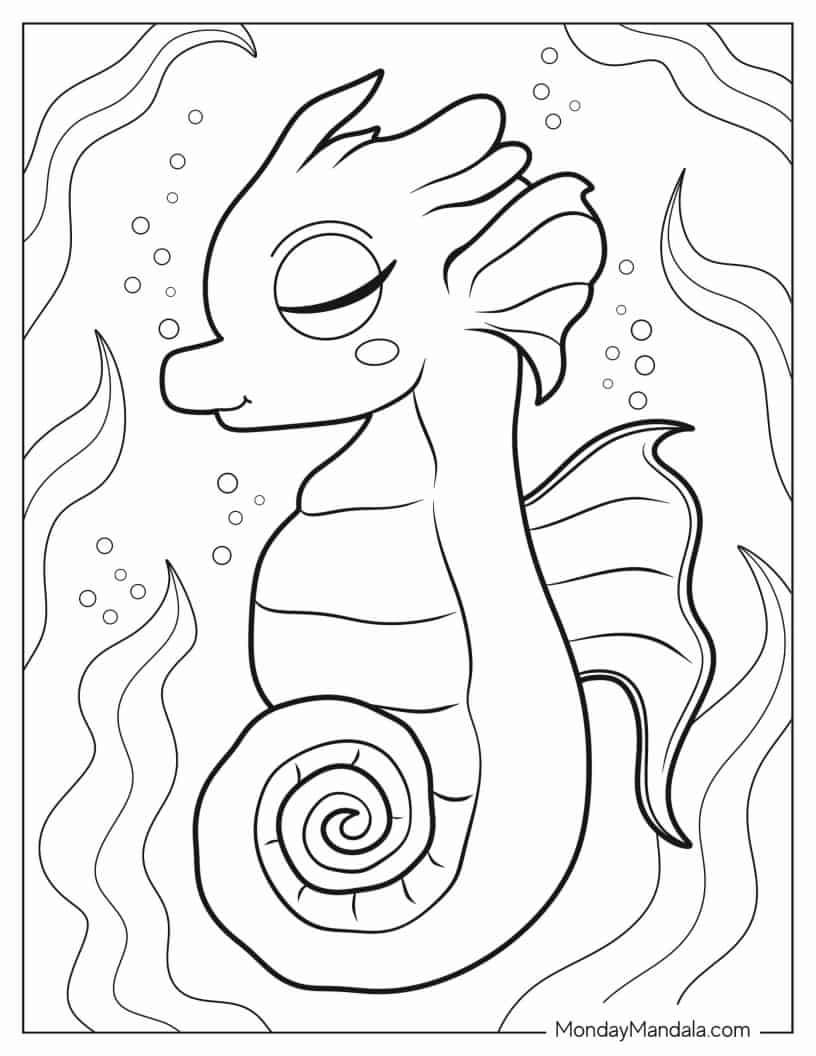 20 Seahorse Coloring Pages (Free PDF Printables)