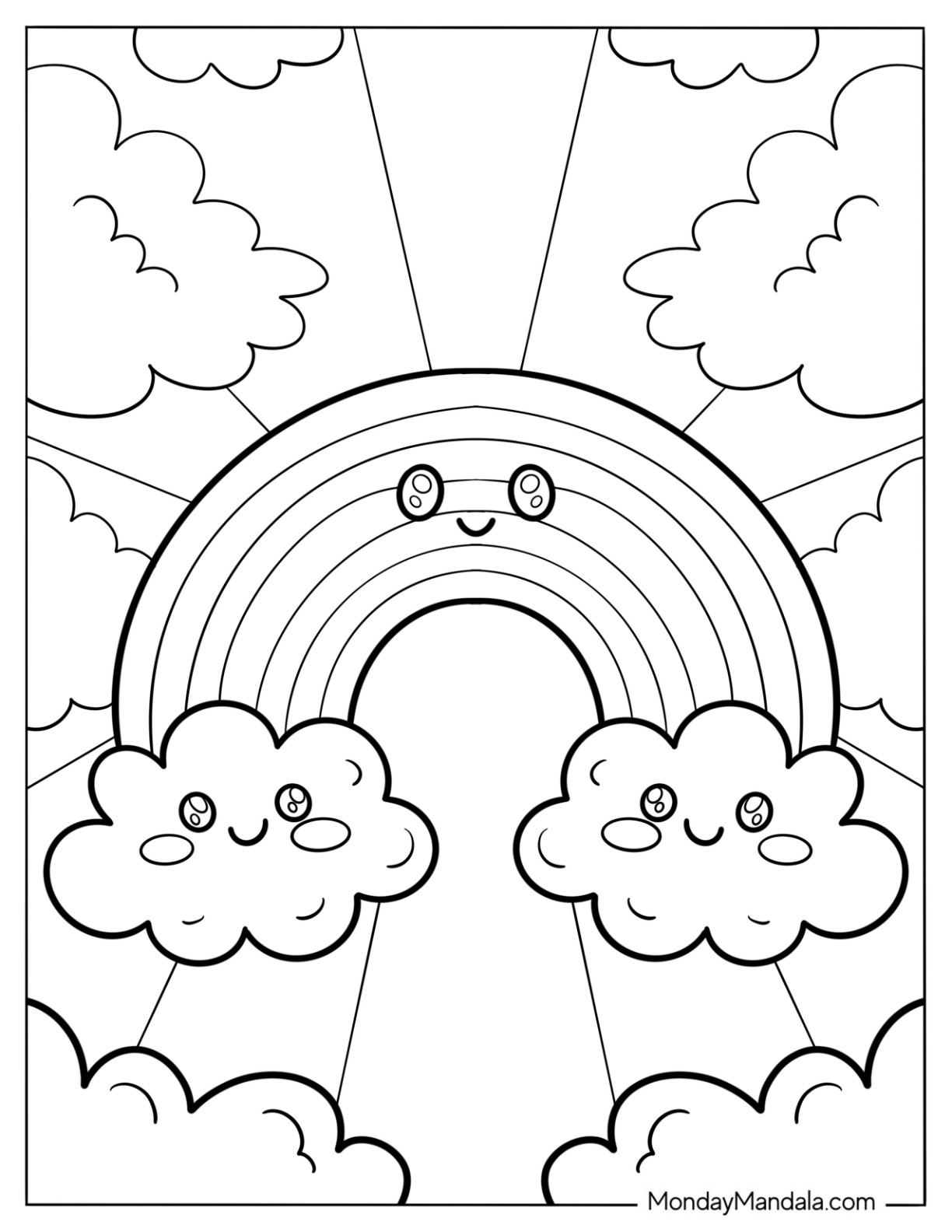 Smiling Rainbow Coloring Page Smiling Rainbow Coloring Page